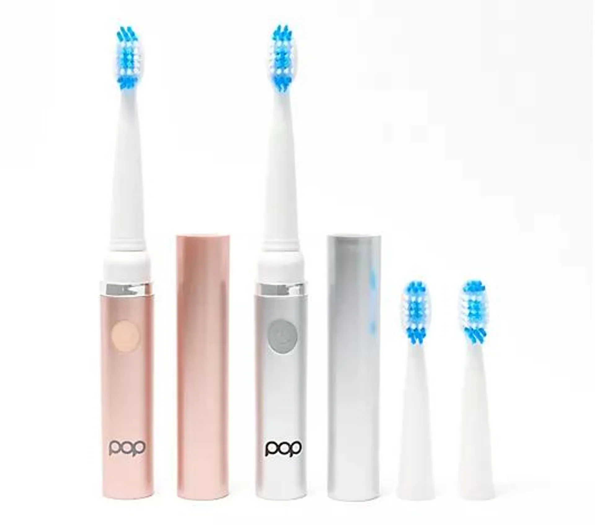 Pop Sonic Set of 2 GoSonic Toothbrushes w/ 4 Brush Heads