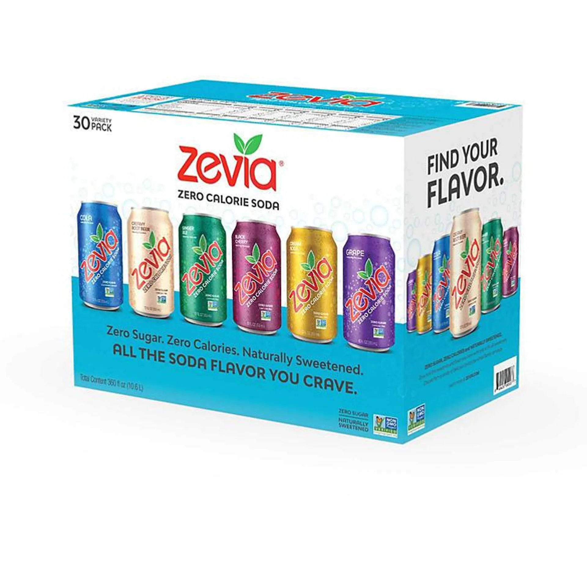 Zevia Zero Calorie Soda Variety Pack (12 fl. oz., 30 pk.)