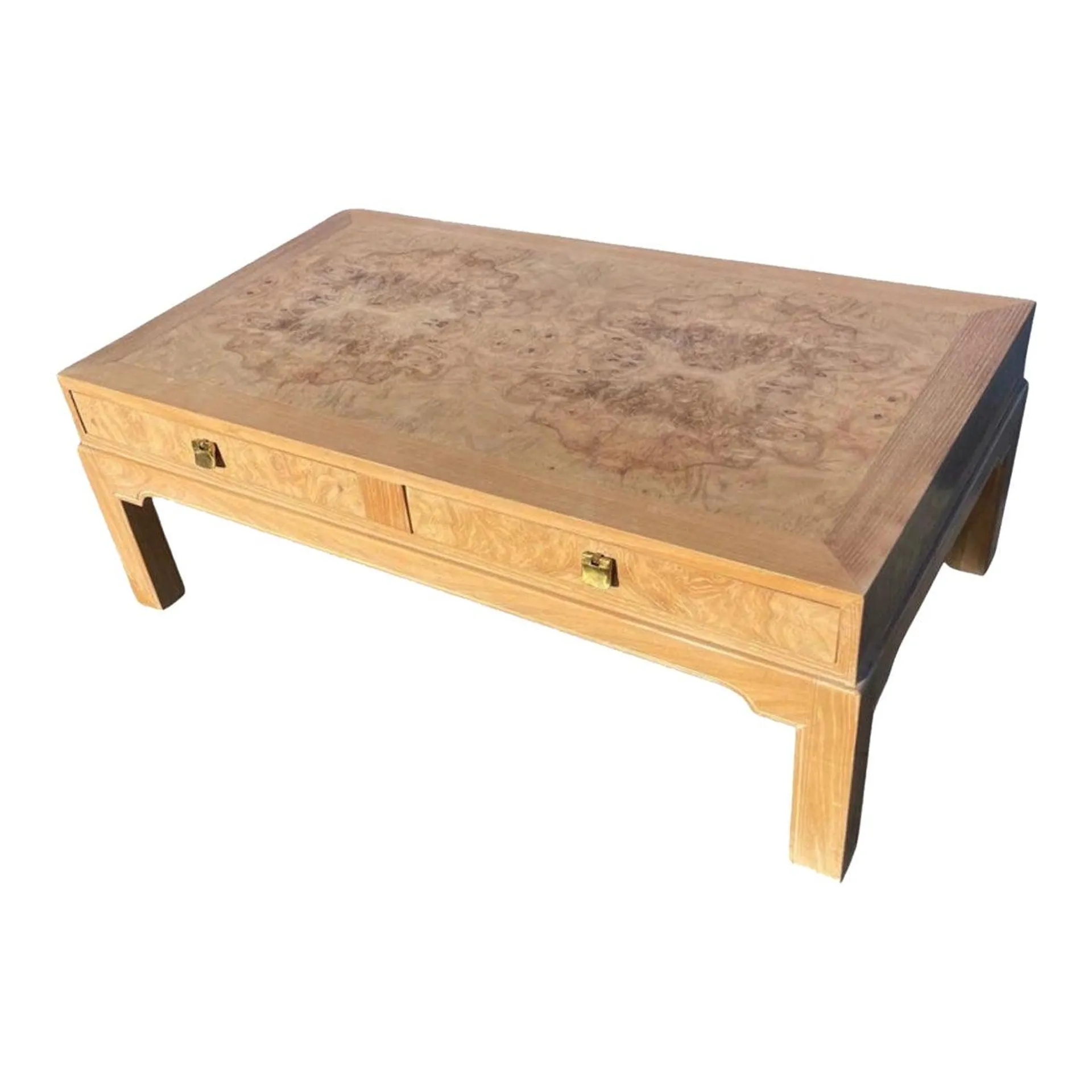 Drexel Heritage “Corinthian” Collection Burl Wood Coffee Table W/Drawers