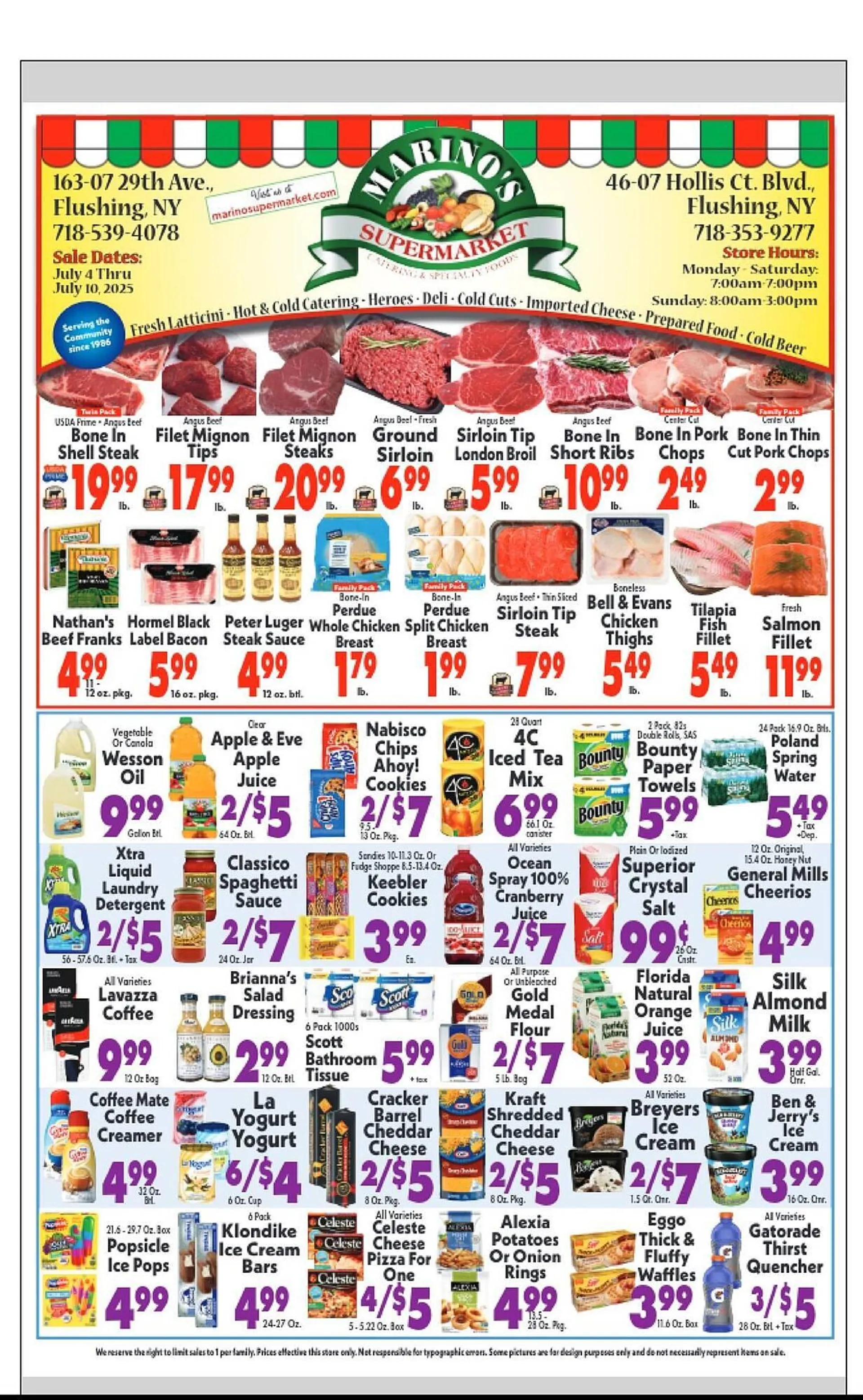 Weekly ad Marino's Supermarket Weekly Ad from July 4 to July 10 2025 - Page 1