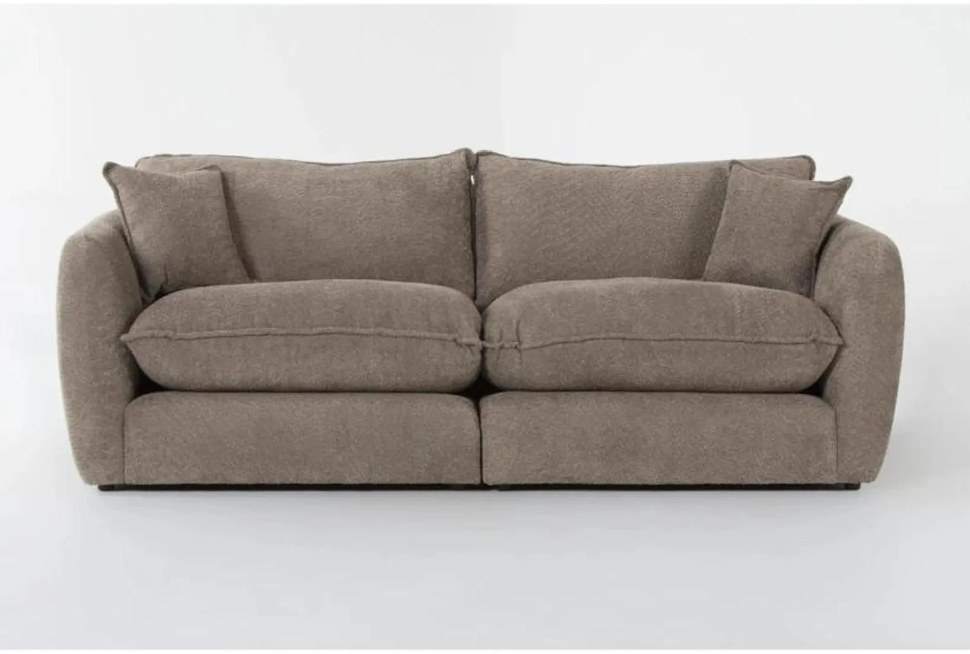 Ruby Mink Brown Boucle Fabric Modular 2 Piece Apartment Sofa | Loose Reversible Back