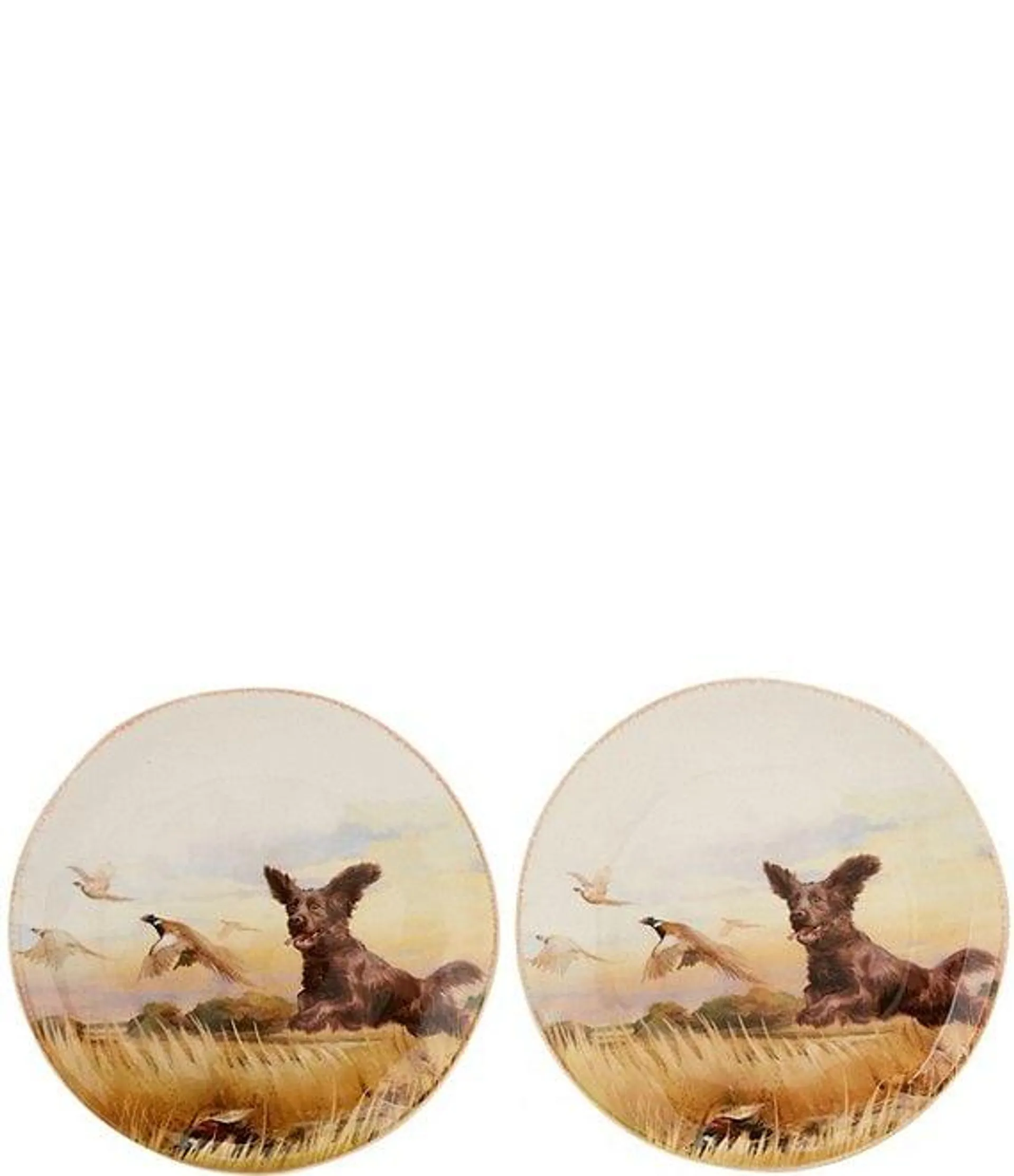 Festive Fall Hunting Dog Boykin Running Accent Plates, Set of 2