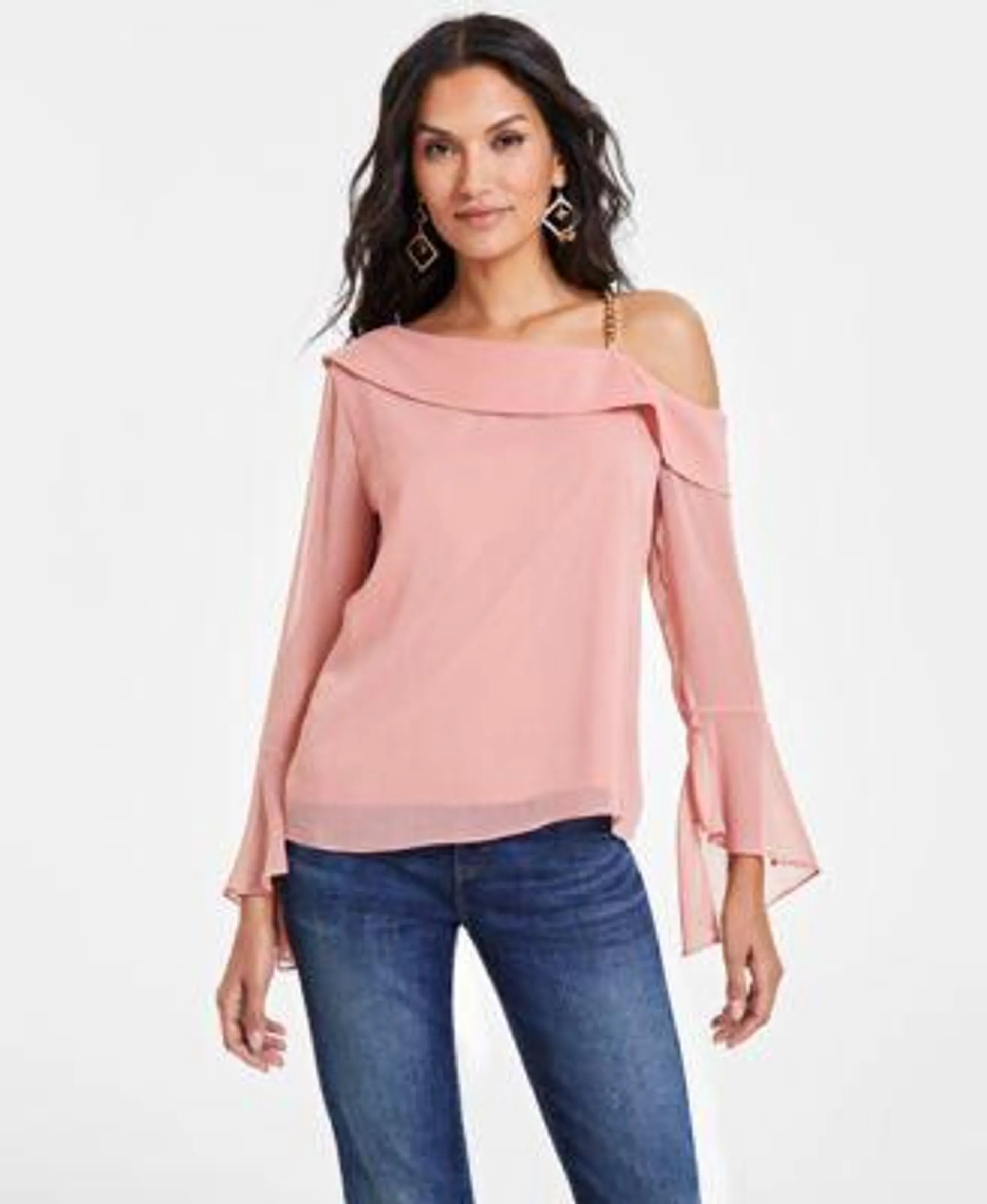 Women's Asymmetric Chain-Strap Top, Created for Macy's