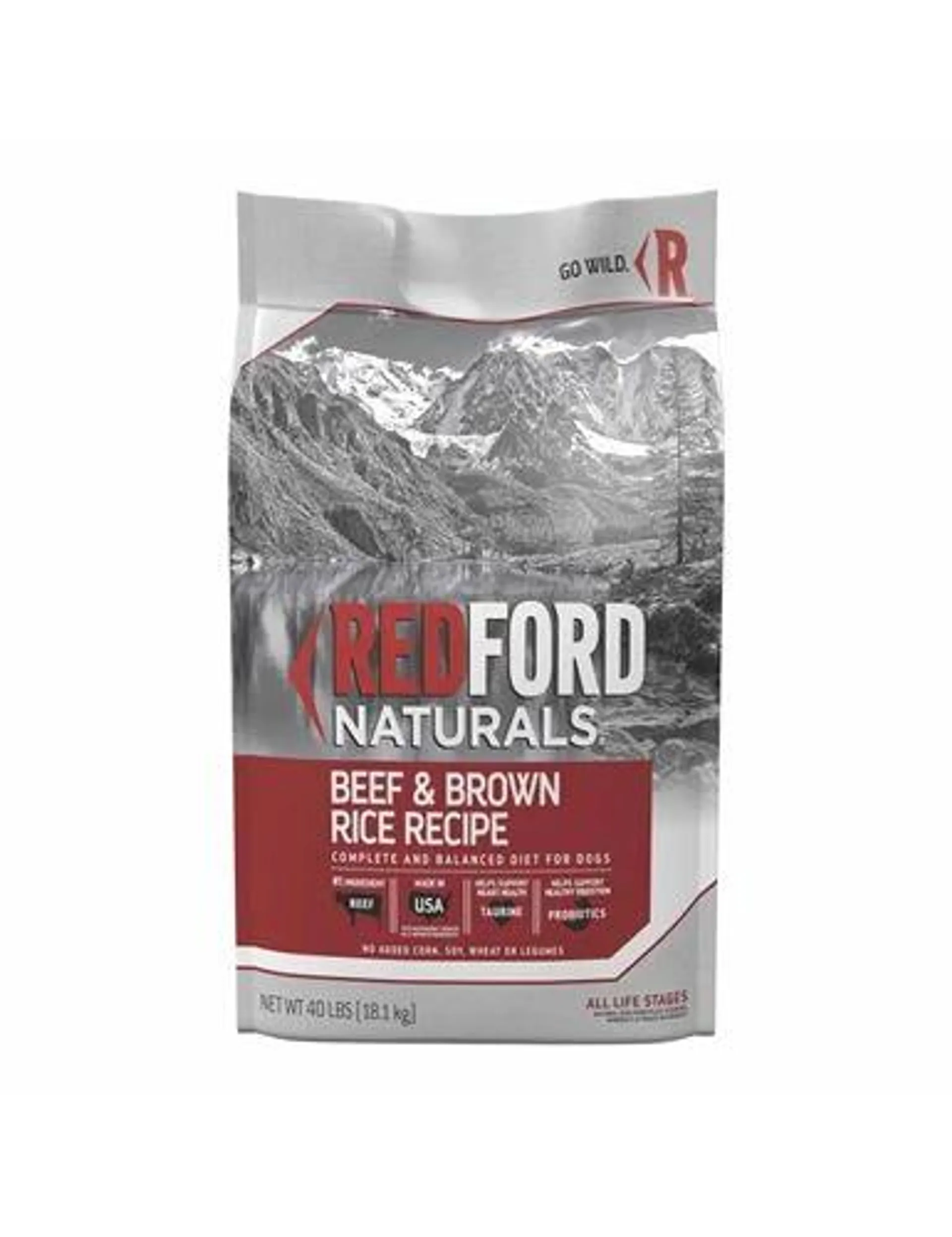 Redford Naturals All Life Stages with Grain Dry Dog Food, Beef & Brown Rice, 40 Pounds