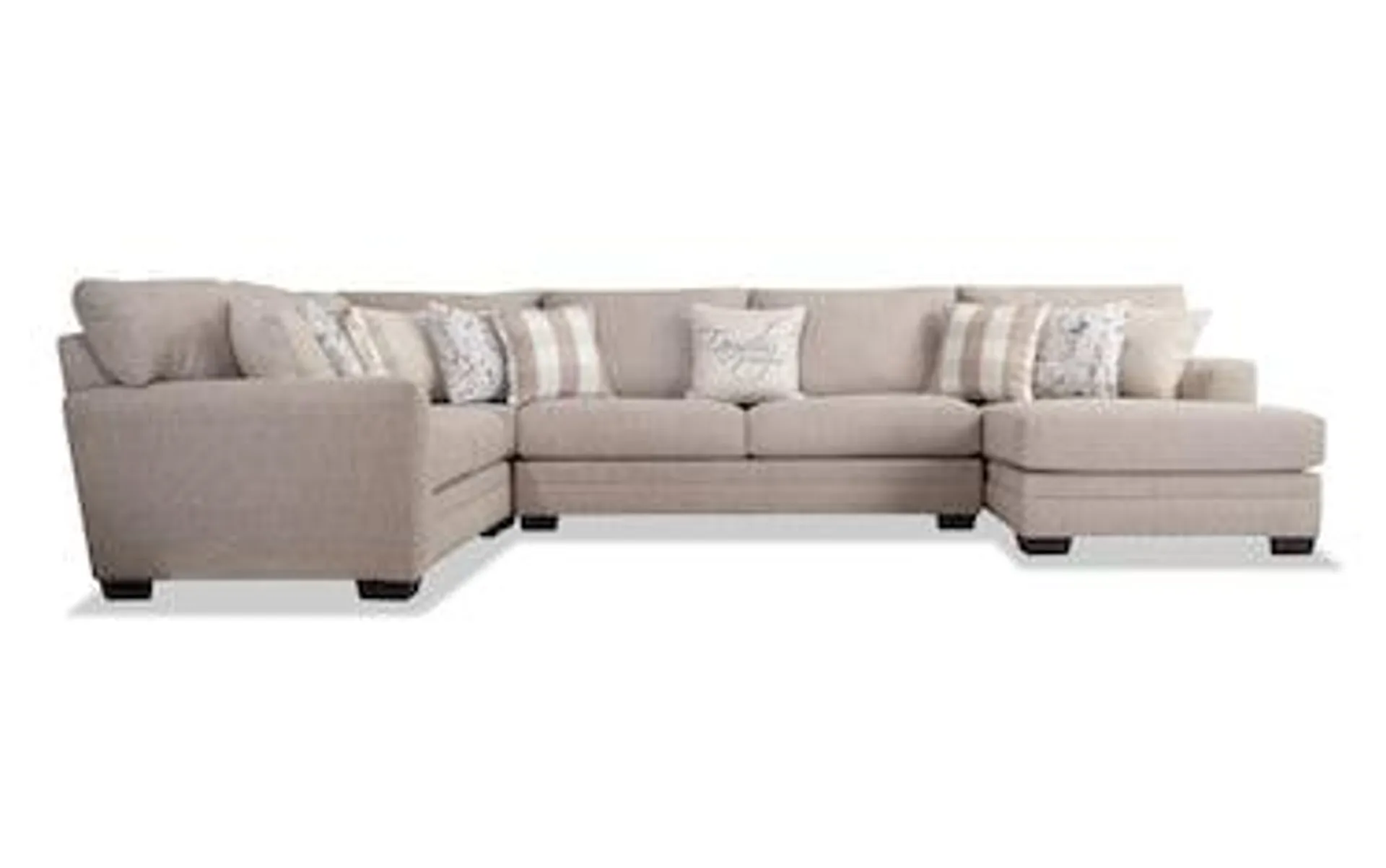 Cottage Chic Beige 4 Piece Right Arm Facing Sectional