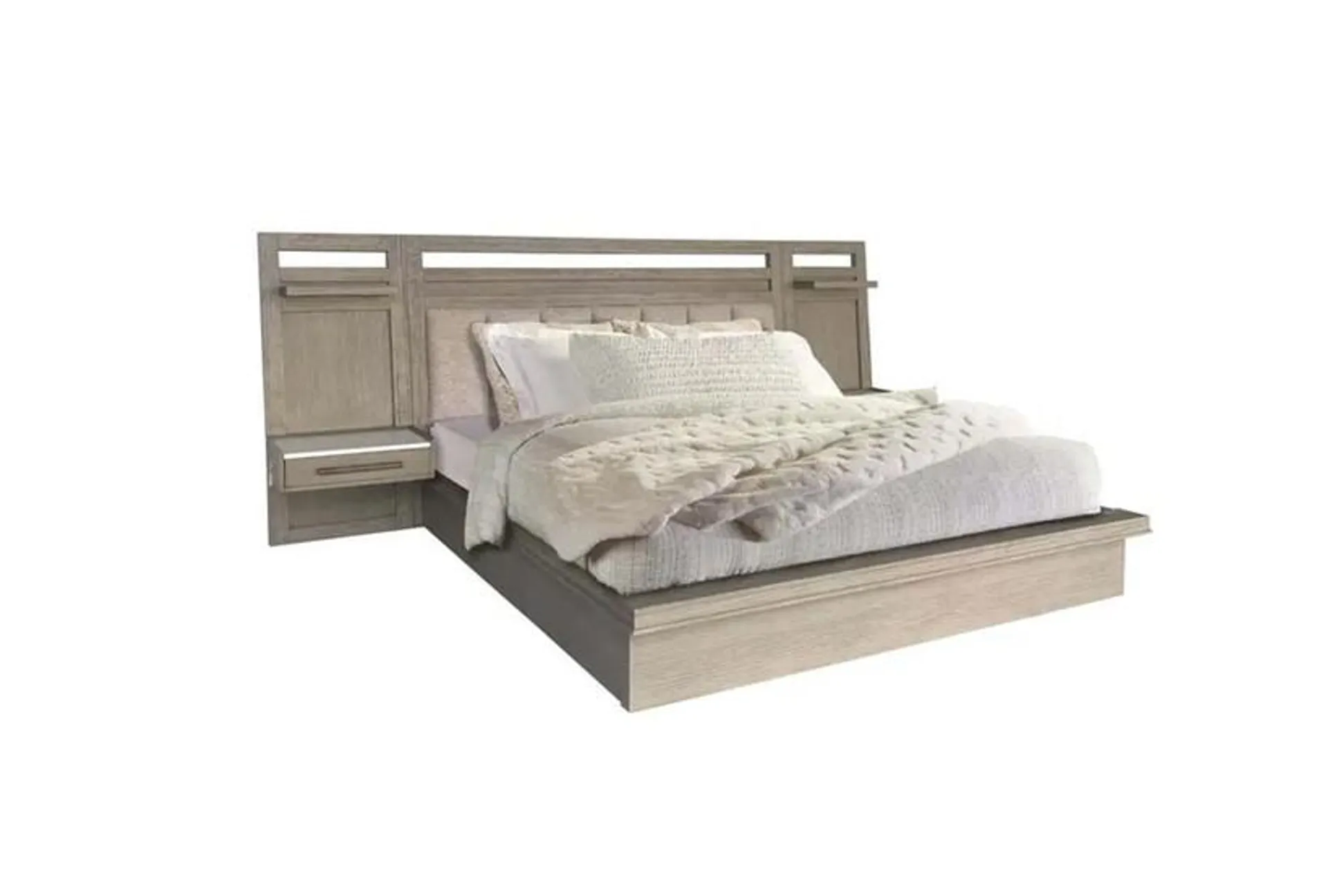 Paxten Grey Queen Wood Platform Wall Bed With Led Lights