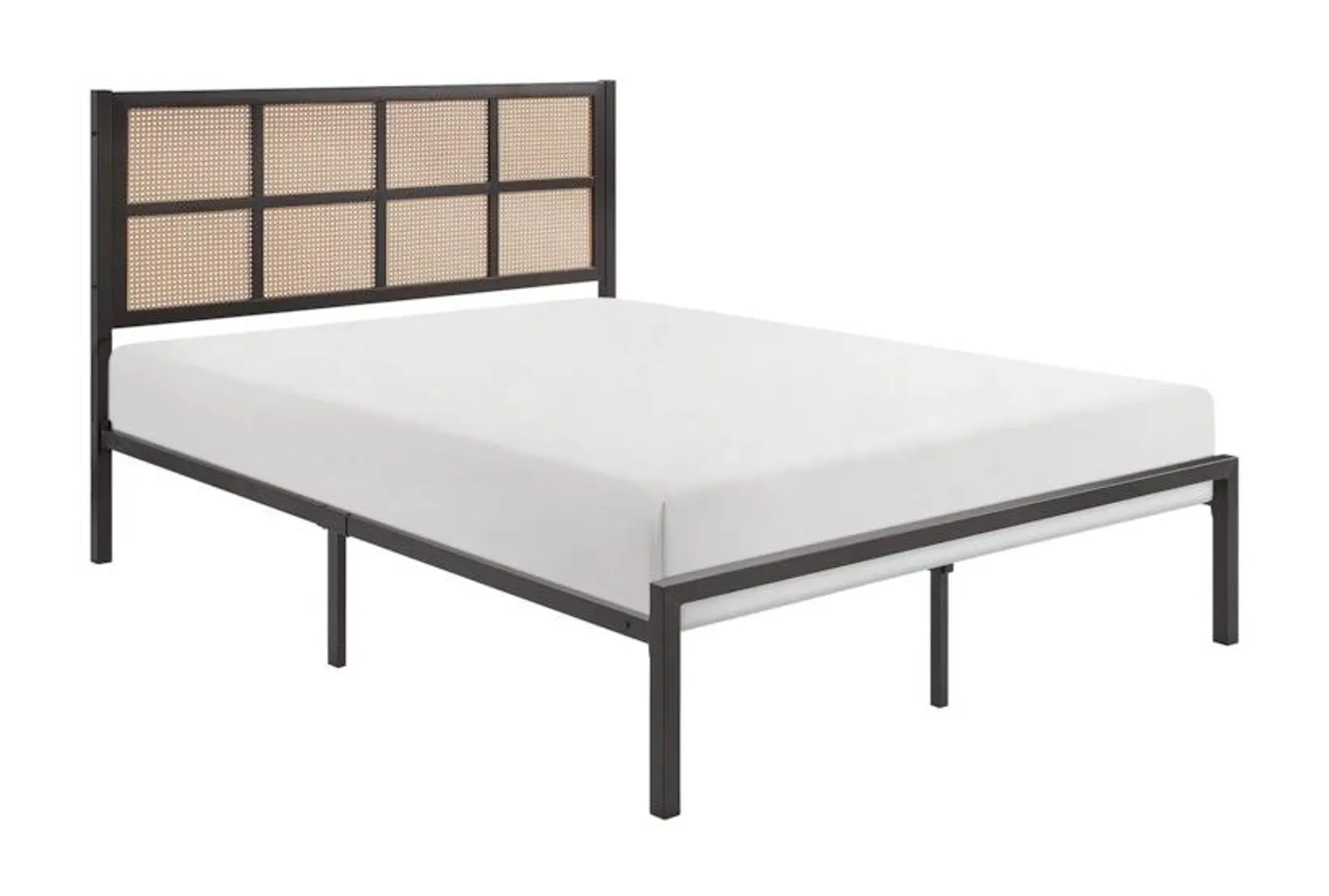 Sanborn Black Queen Metal & Faux Cane Platform Bed