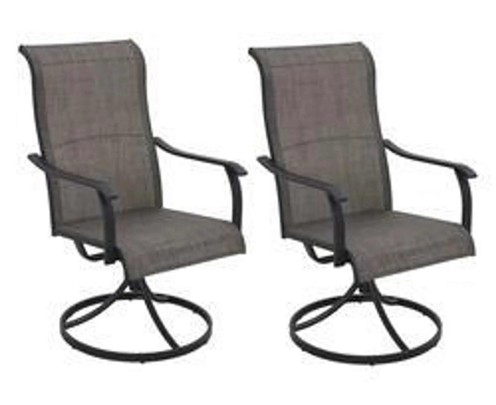 Backyard Creations® Cayman Creek Gray Swivel Rocker Dining Patio Chair Set with Brown Fabric - 2 Pack