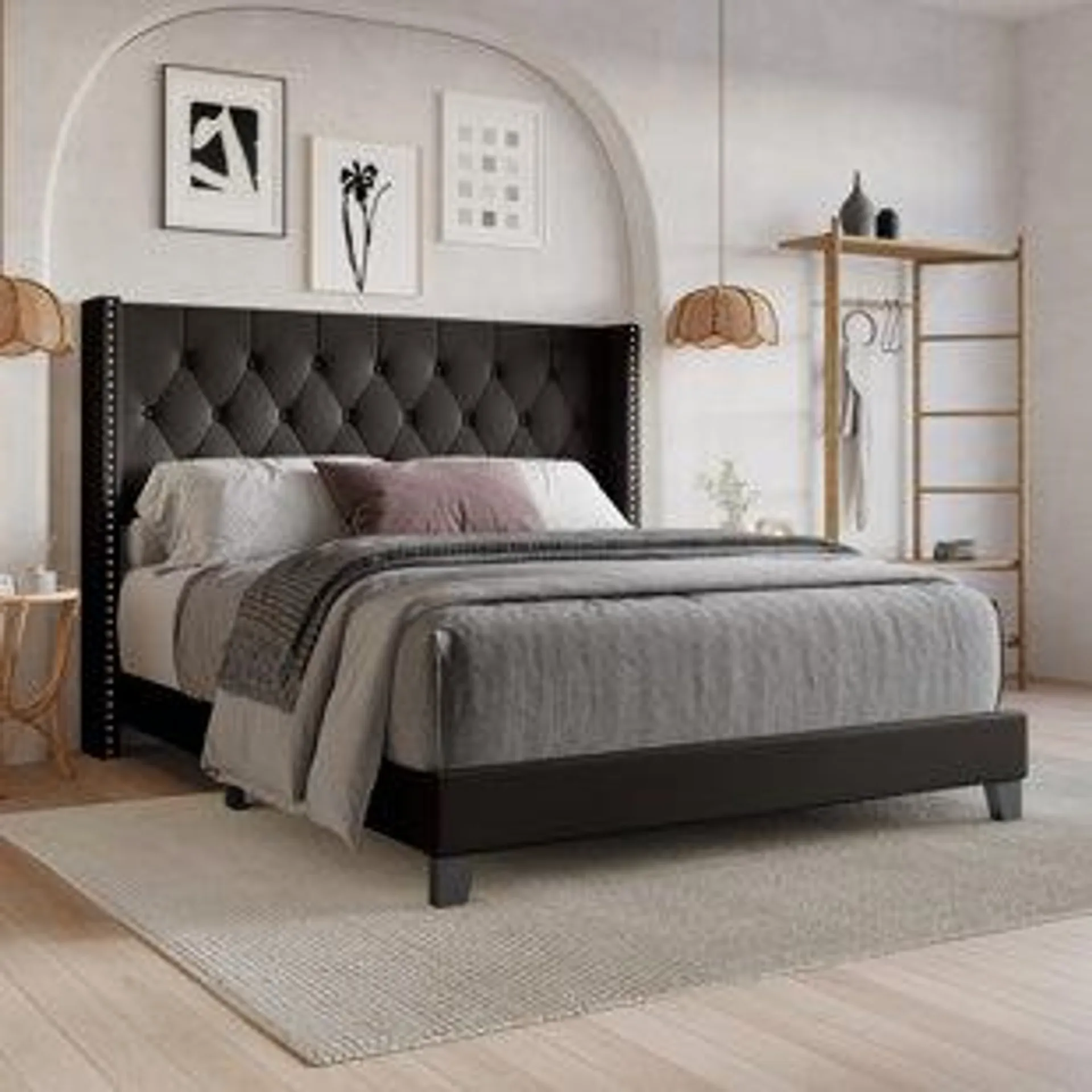 Aireanna Vegan Leather Wingback Bed