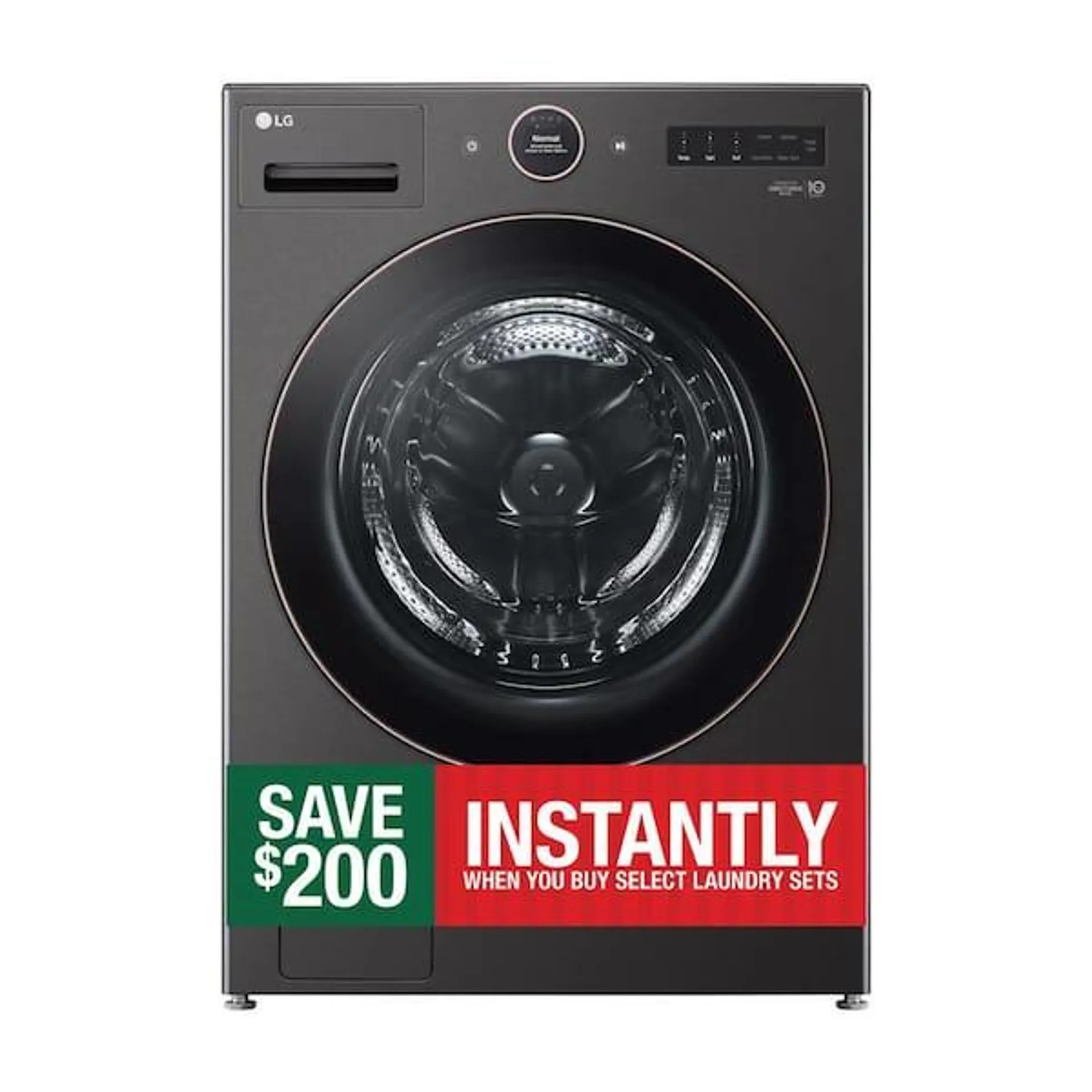 5.0 cu. ft. Stackable Smart Front Load Washer in Black Steel with AI Digital Dial, Steam and TurboWash360