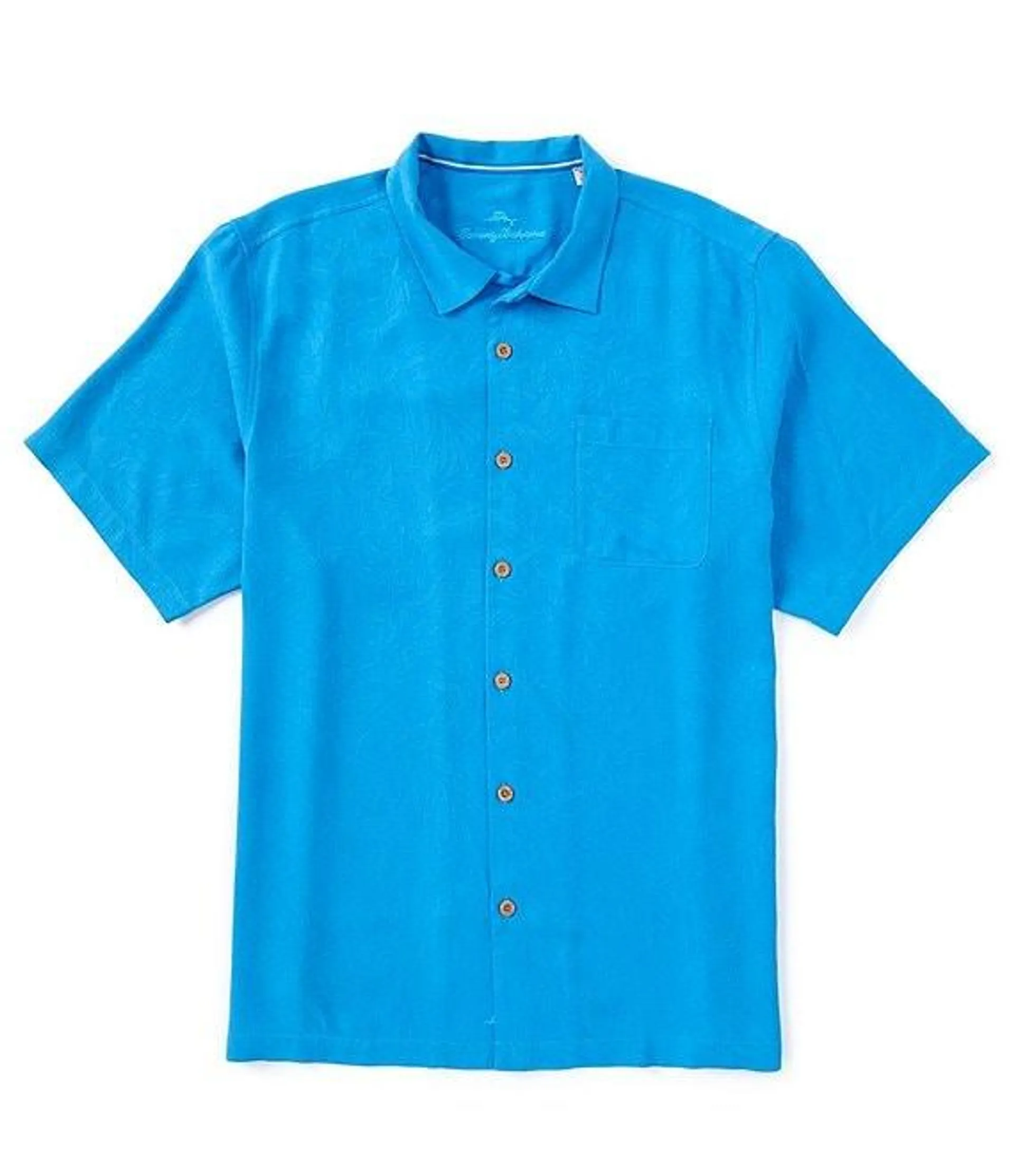 Big & Tall Solid Tropic Isle Silk Short Sleeve Woven Shirt