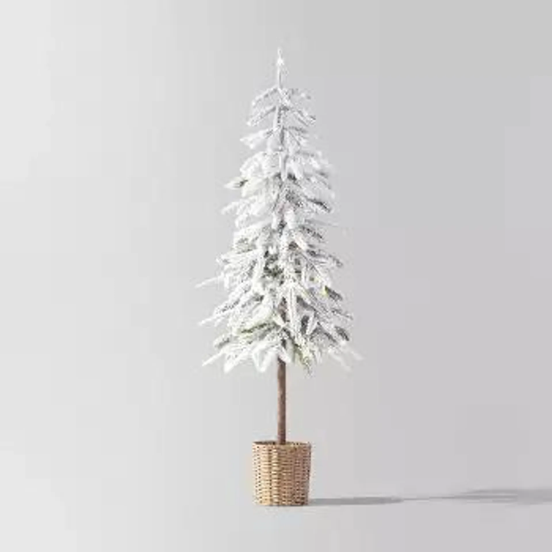 Pre-lit LED Dewdrop Downswept Flocked Balsam Fir with Basket Artificial Christmas Tree Warm White Lights - Wondershop™