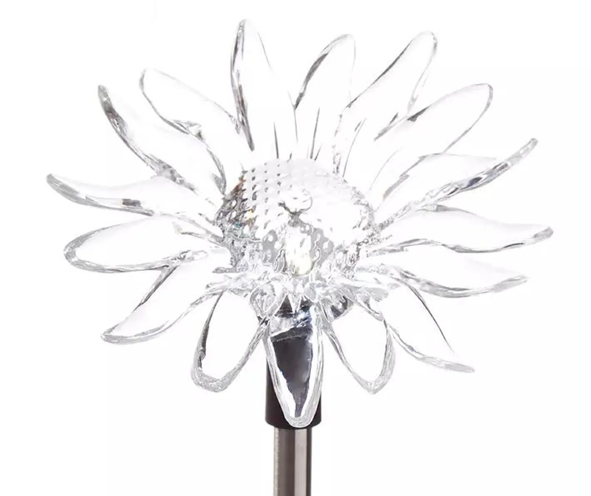 White Sunflower LED Solar Light Yard Stake, (30")