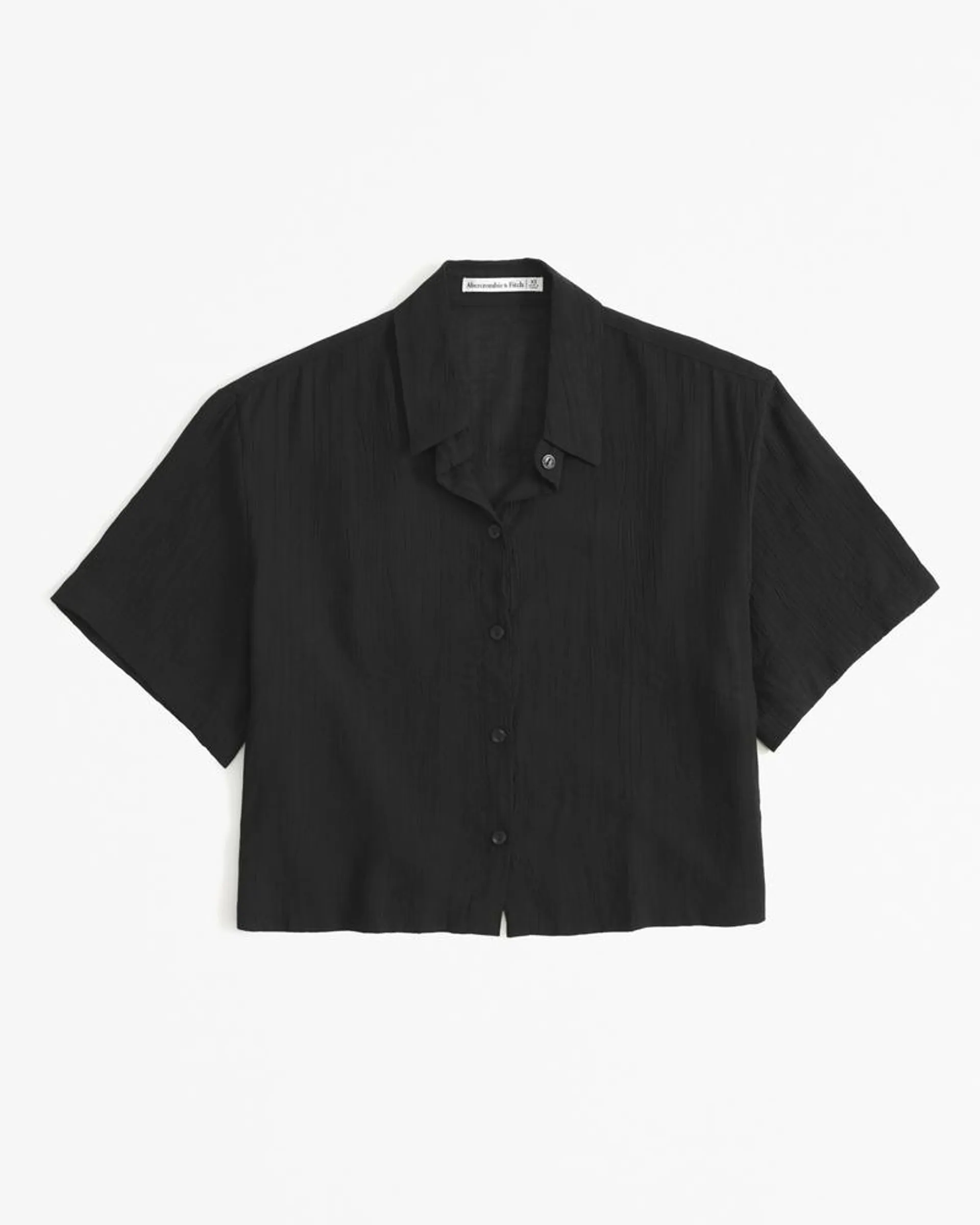 Short-Sleeve Crinkle Textured Shirt