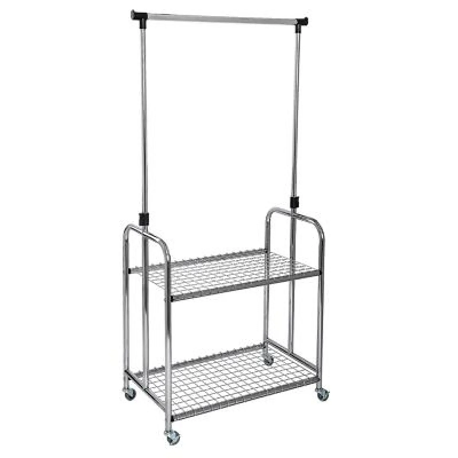 Seville Classics Home 2-Shelf Steel Garment Rack, 33.27" W x 18.11" D x 39.96" to 65.55" H