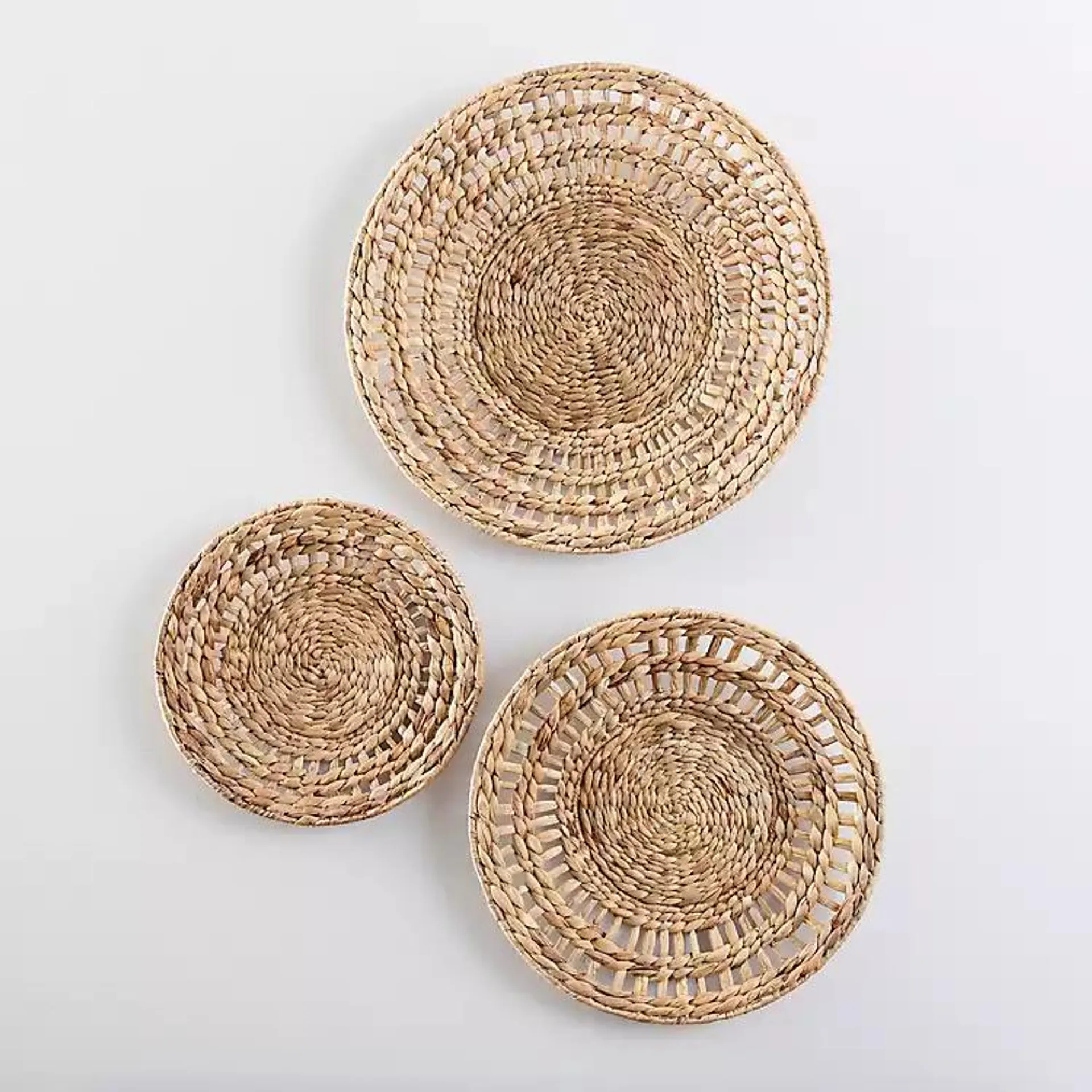 Water Hyacinth Basket Wall Plaques, Set of 3