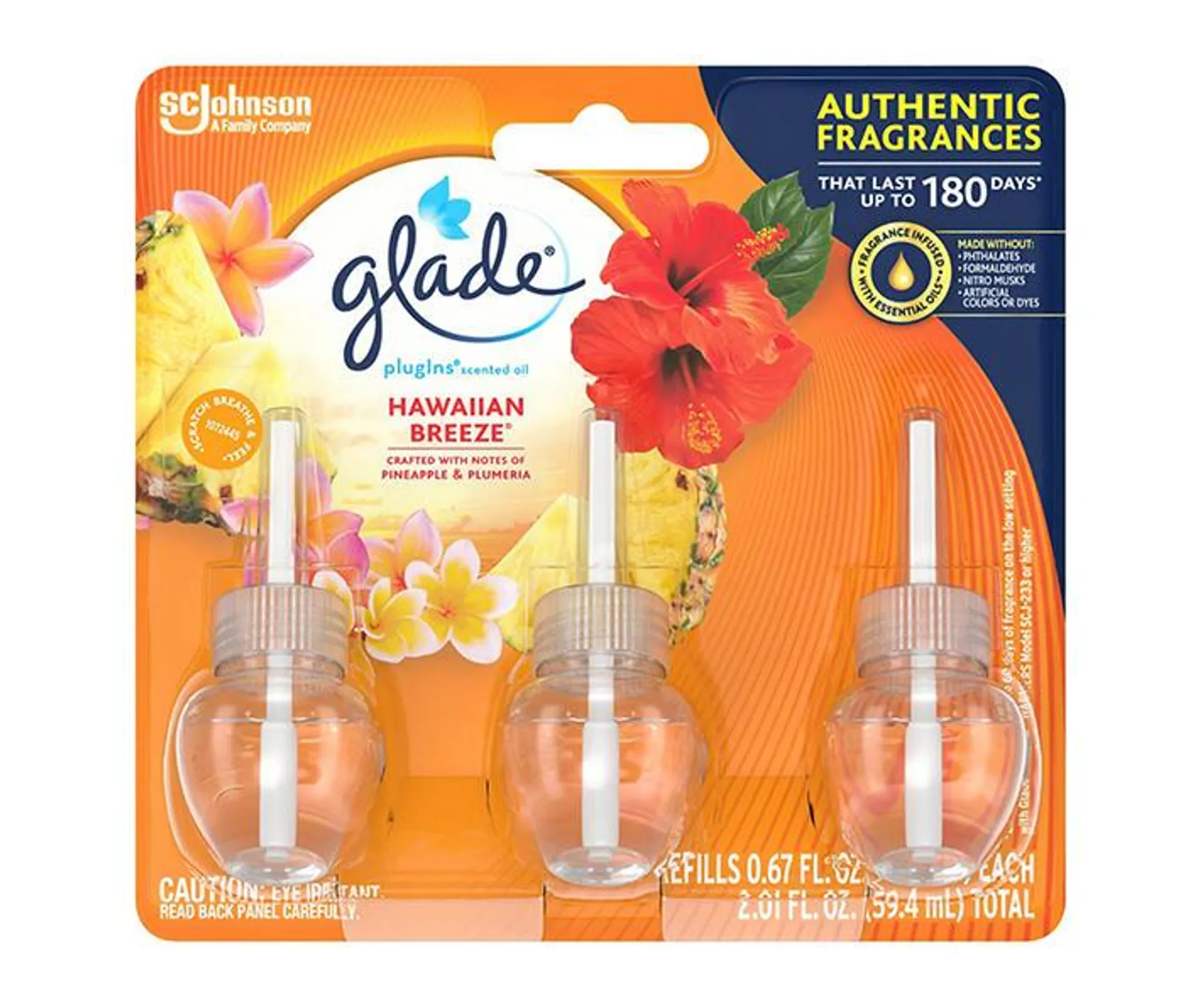 Hawaiian Breeze PlugIns Scented Oil Refills, 3-Pack