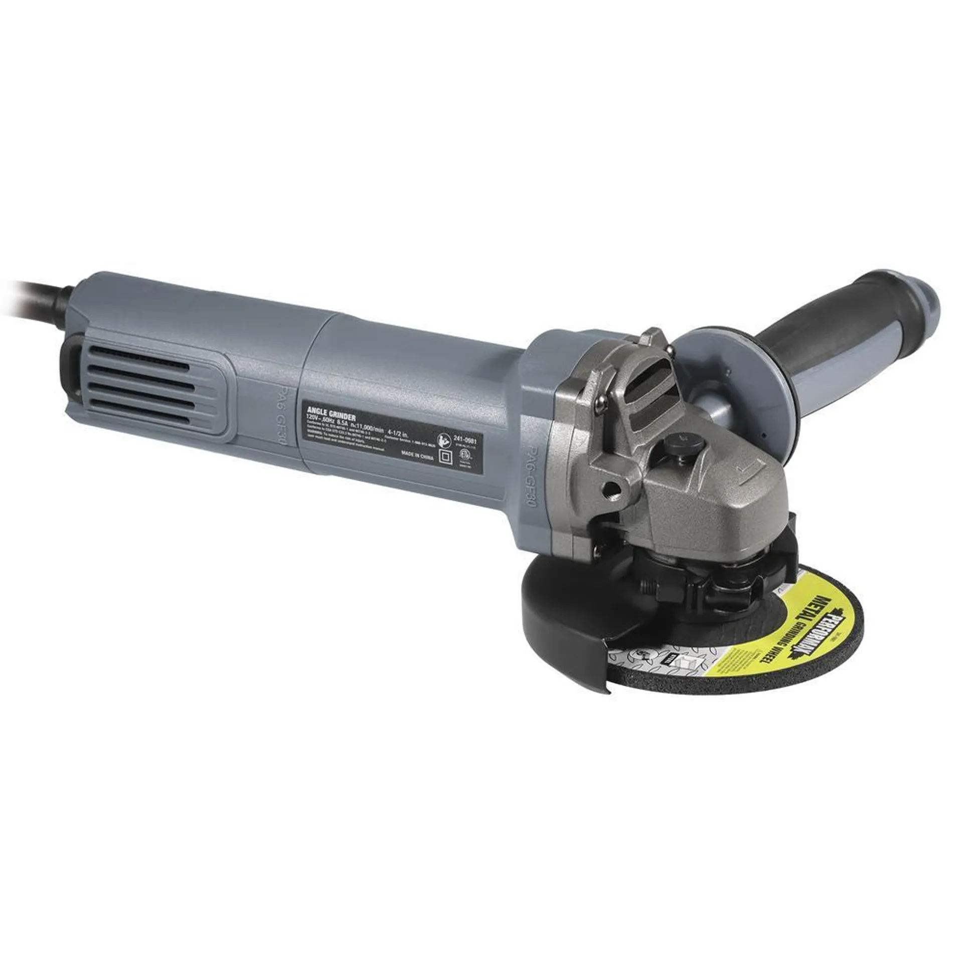 Performax® 6.5-Amp Corded 4-1/2" Slide Switch Angle Grinder