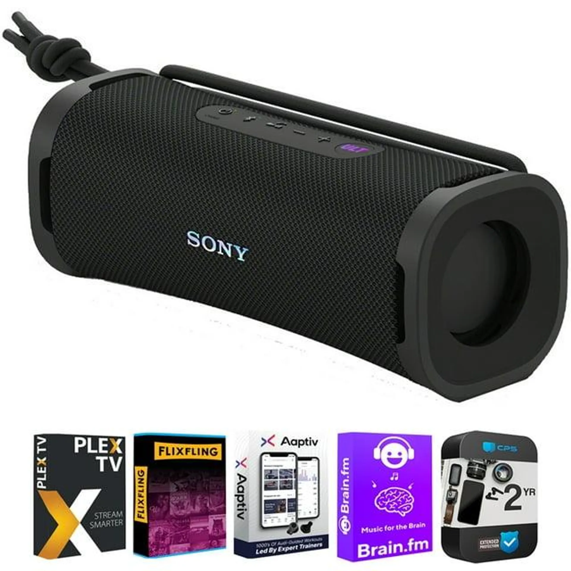 Sony SRSULT10/B EXTRA BASS Portable Bluetooth Speaker 2024 Black Bundle with Tech Smart USA Audio Entertainment Essentials Bundle and 2 YR CPS Enhanced Protection Pack