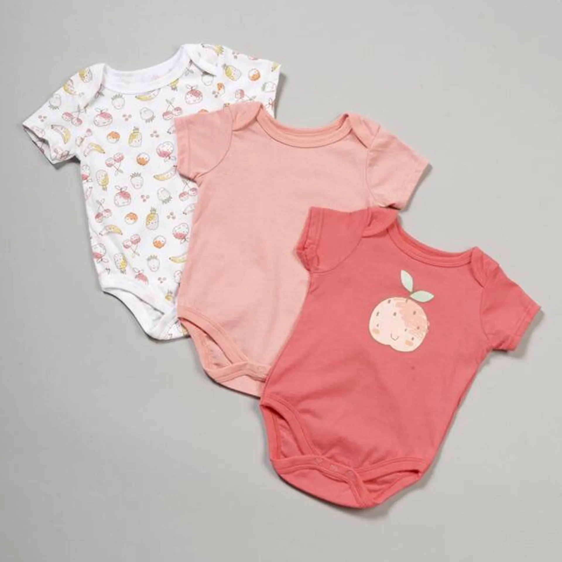 Baby Girl (NB-9M) Mini Hop 3pk. Short Sleeve Fruit Bodysuits