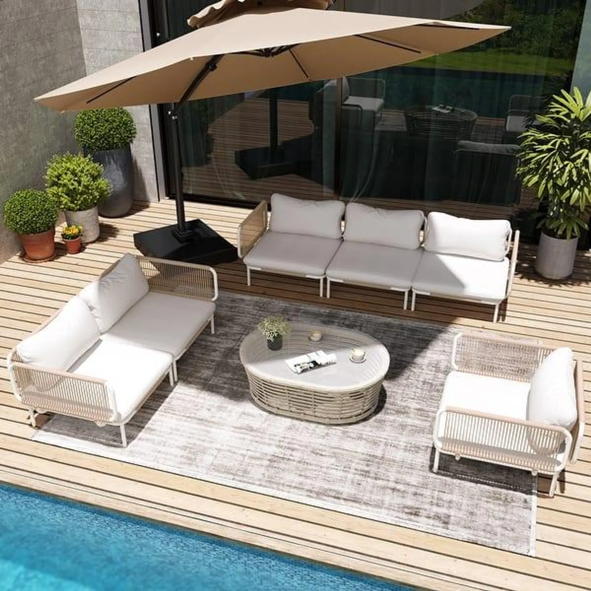 Pellebant Outdoor Sectional Sofa Patio Conversation Seating Set