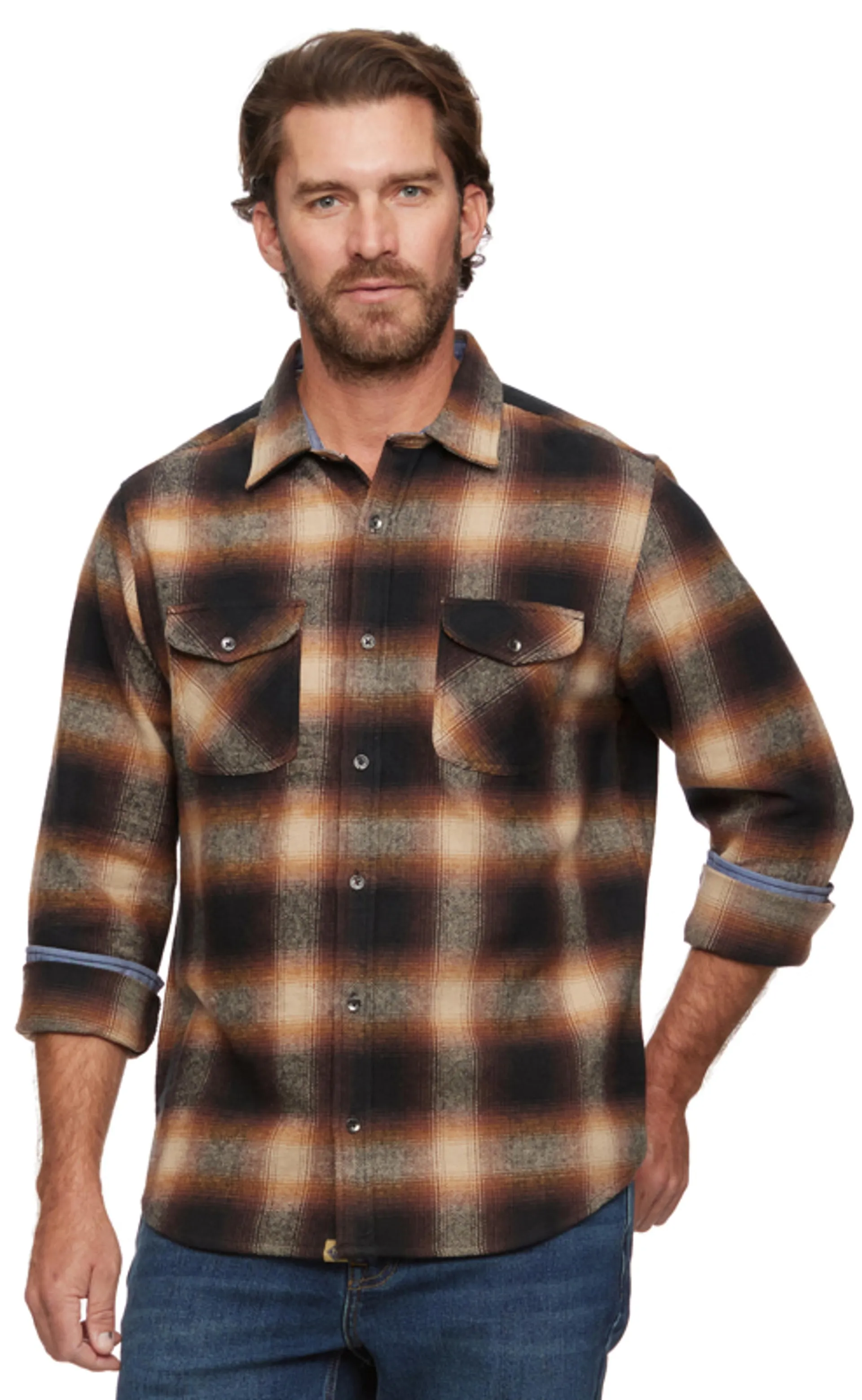 Threadgrit Men's Bradon Flannel Shirt Brown