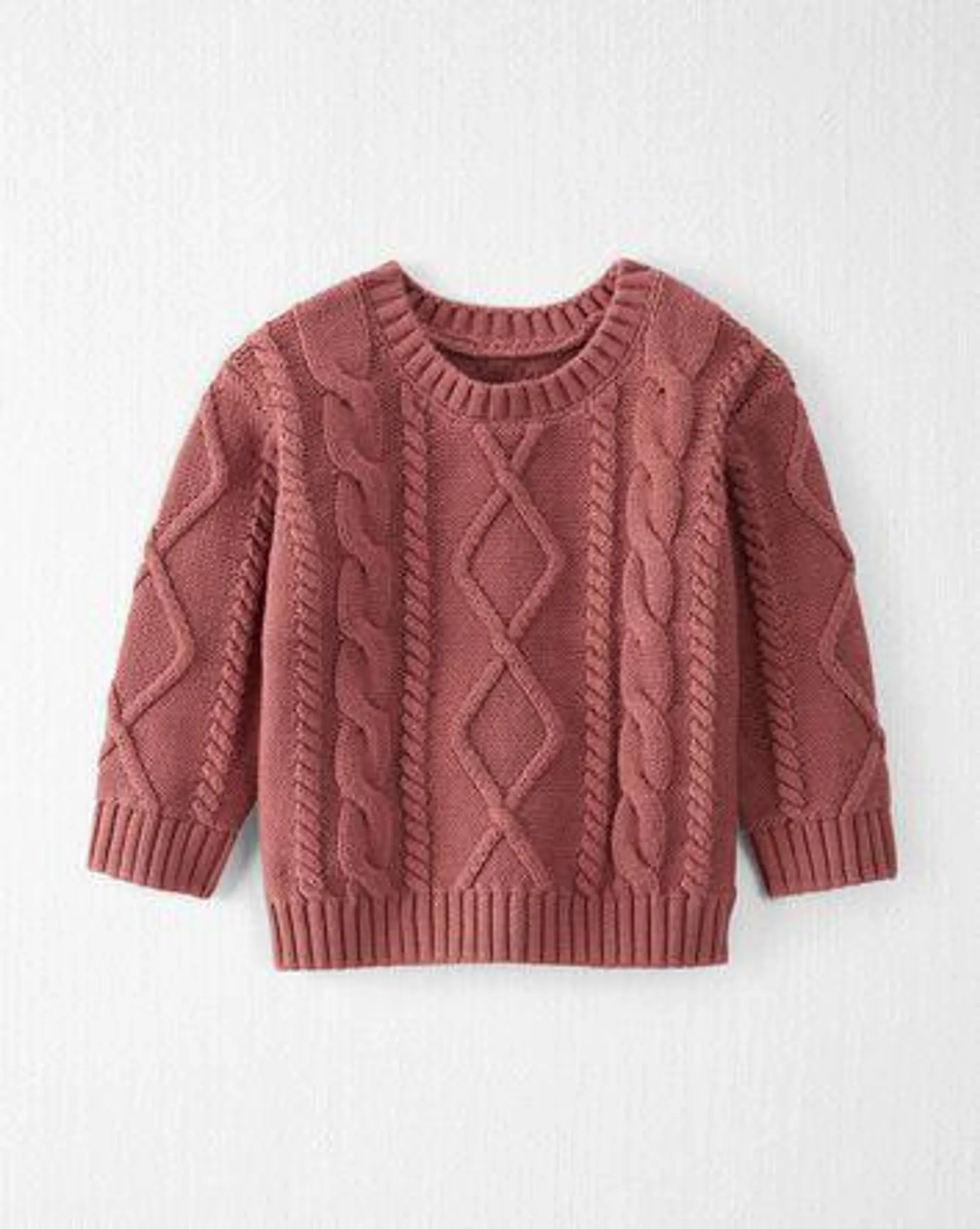 Baby Organic Cotton Cable Knit Sweater in Copper
