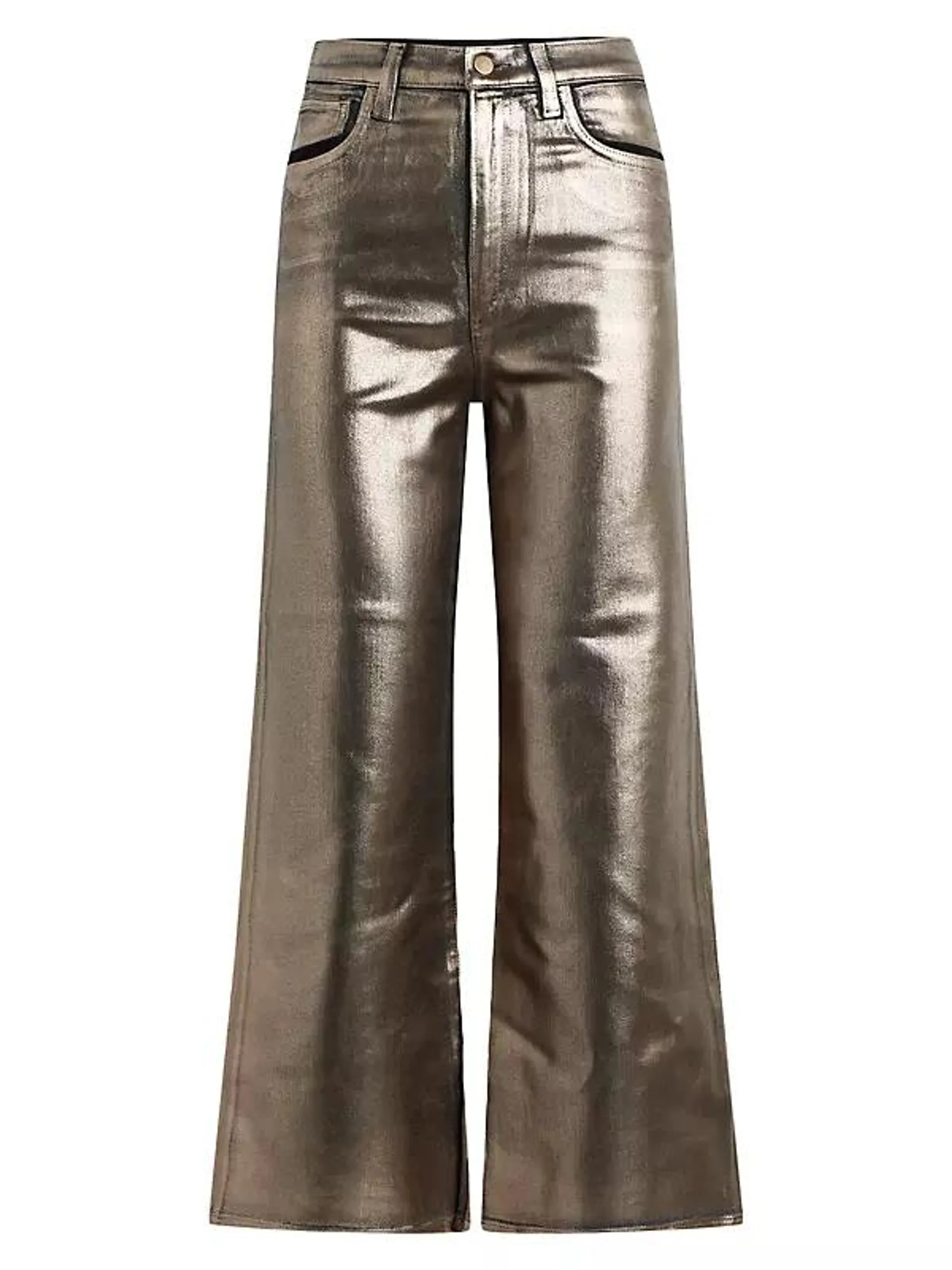 The Mia Metallic Wide-Leg Ankle Jeans