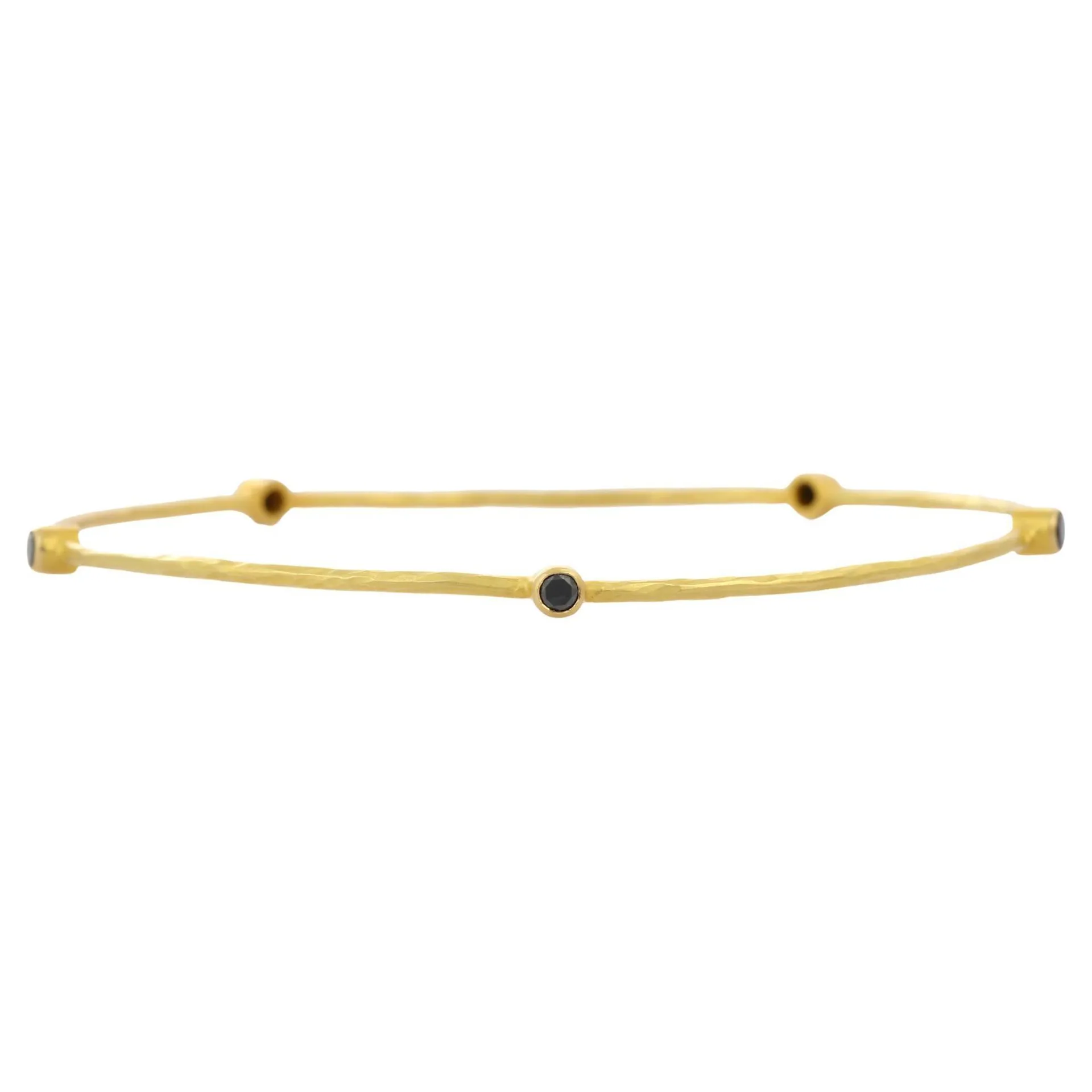 Black Diamond Bangle in 18K Solid Yellow Gold