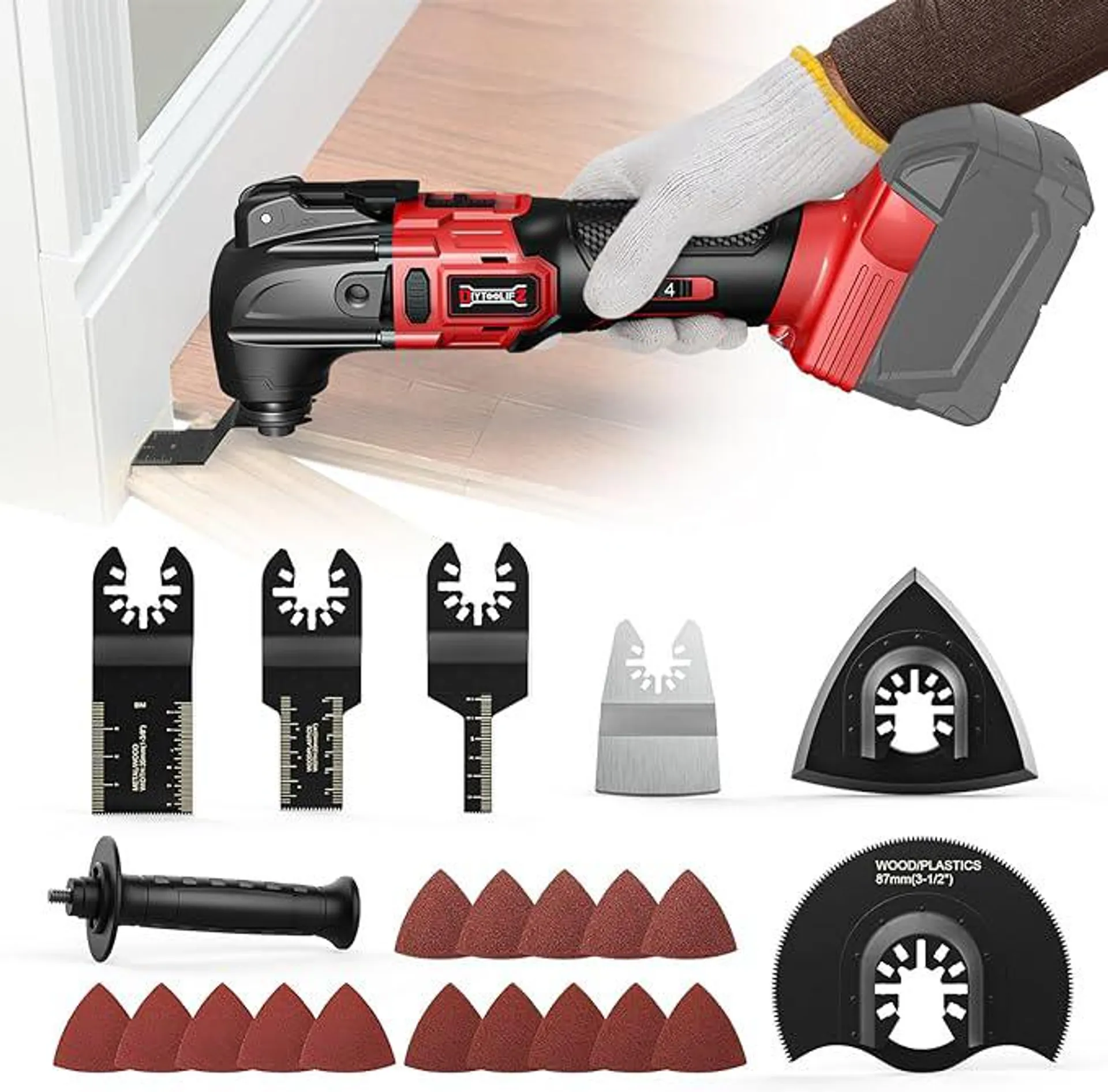 Cordless Oscillating Tool for Milwaukee 18V Battery, 6 Variable Speed Brushless-Motor Tool, Oscillating multi tool kit for Cutting Wood Drywall Nails Remove Grout & Sanding(Battery Not Included)