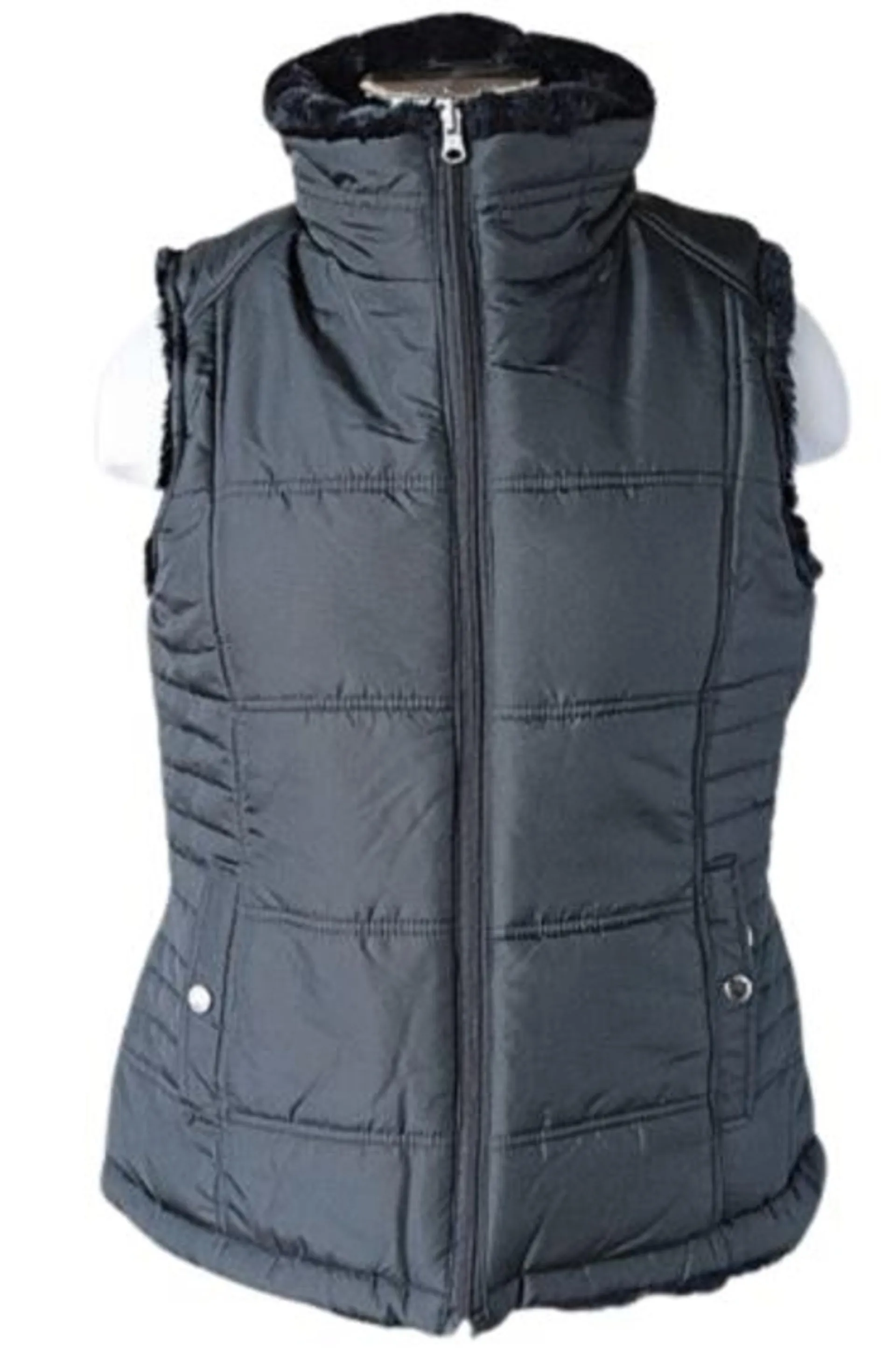 Keren Hart Women's Black Boxy Reversible Puffer Vest