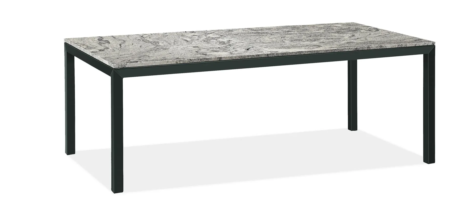 Parsons 84w 48d 29h 2" Table in Onyx Gloss with Wiscont White Granite Top