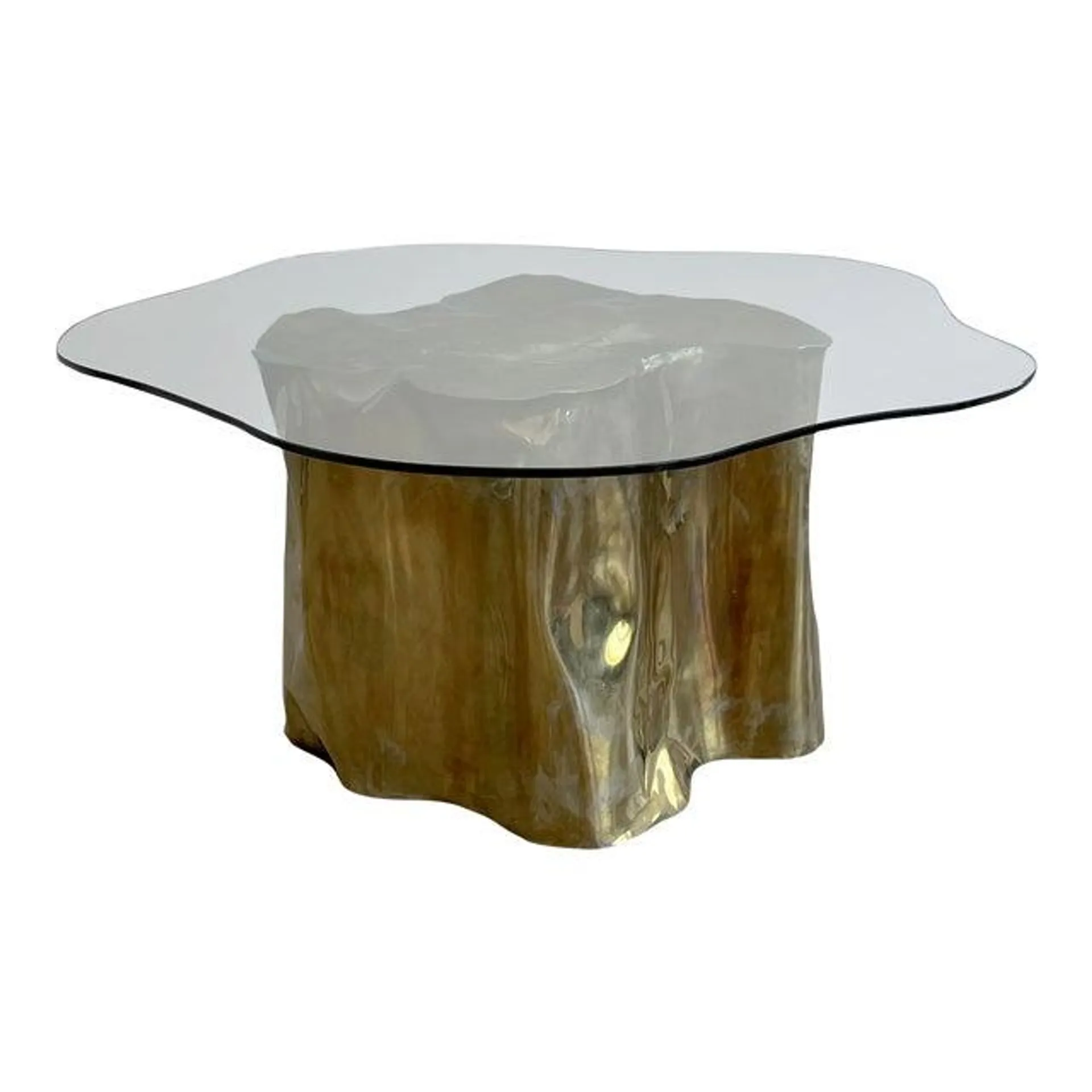 Vintage Silas Seandel Biomorphic Brass Dining Table From Tree Trunk Series