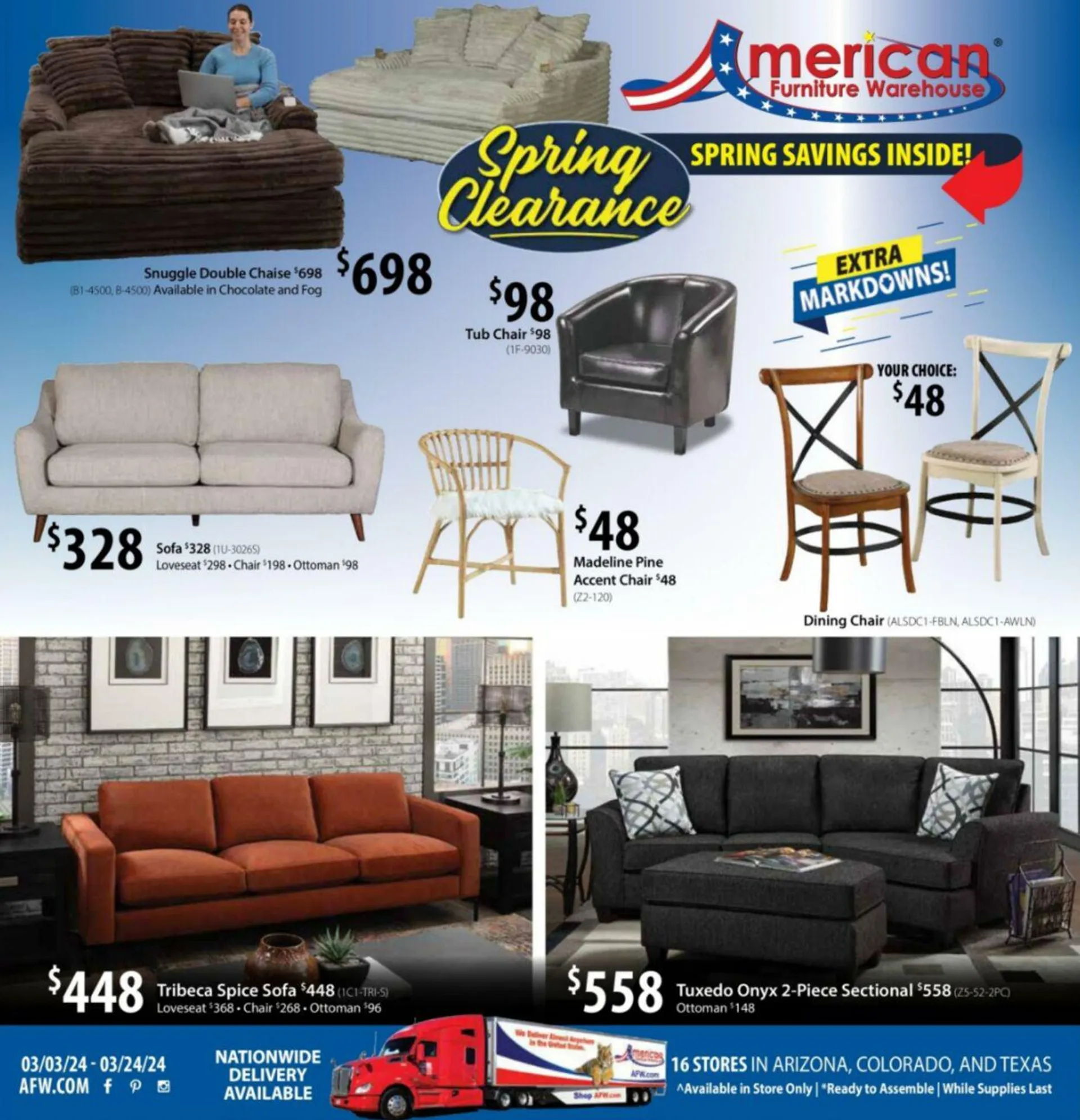 Weekly ad American Furniture Warehouse Current weekly ad from March 3 to March 24 2024 - Page 1