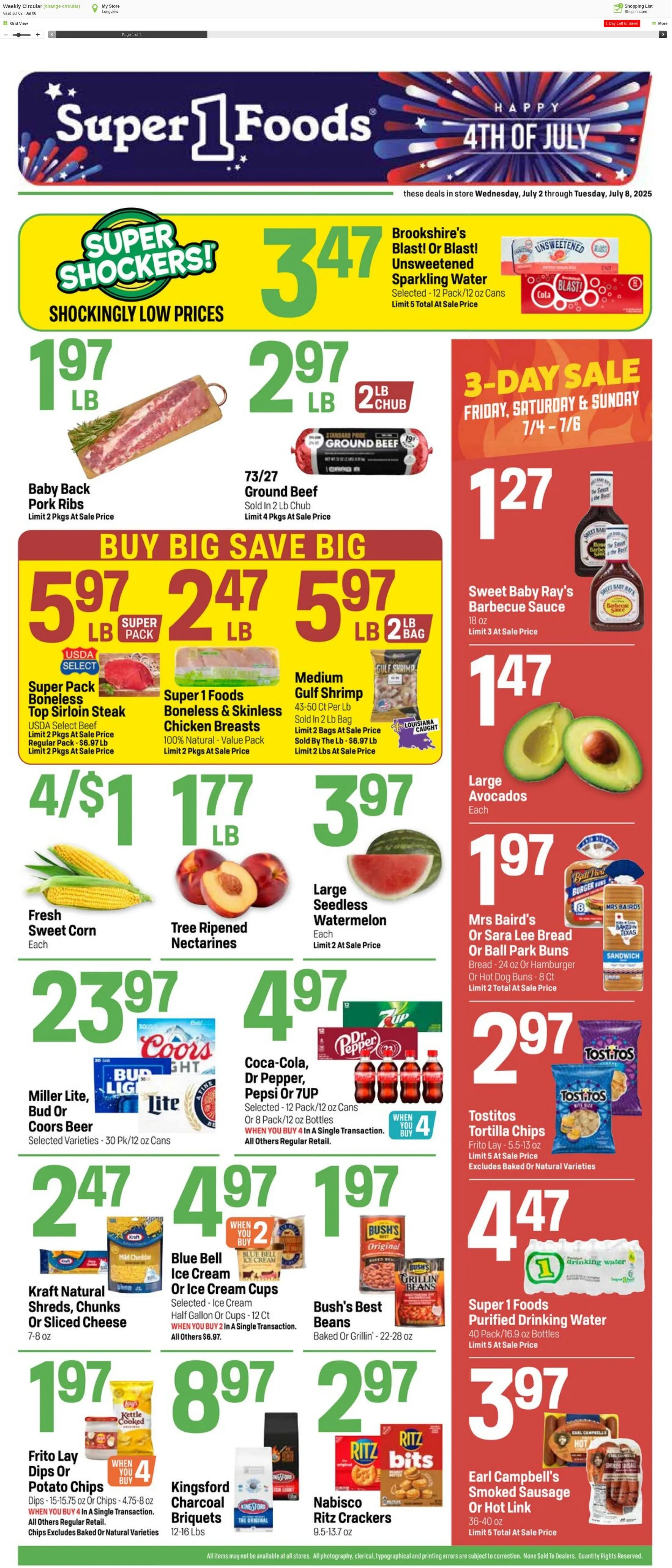 Weekly ad Super1Foods from July 9 to July 15 2025 - Page 1