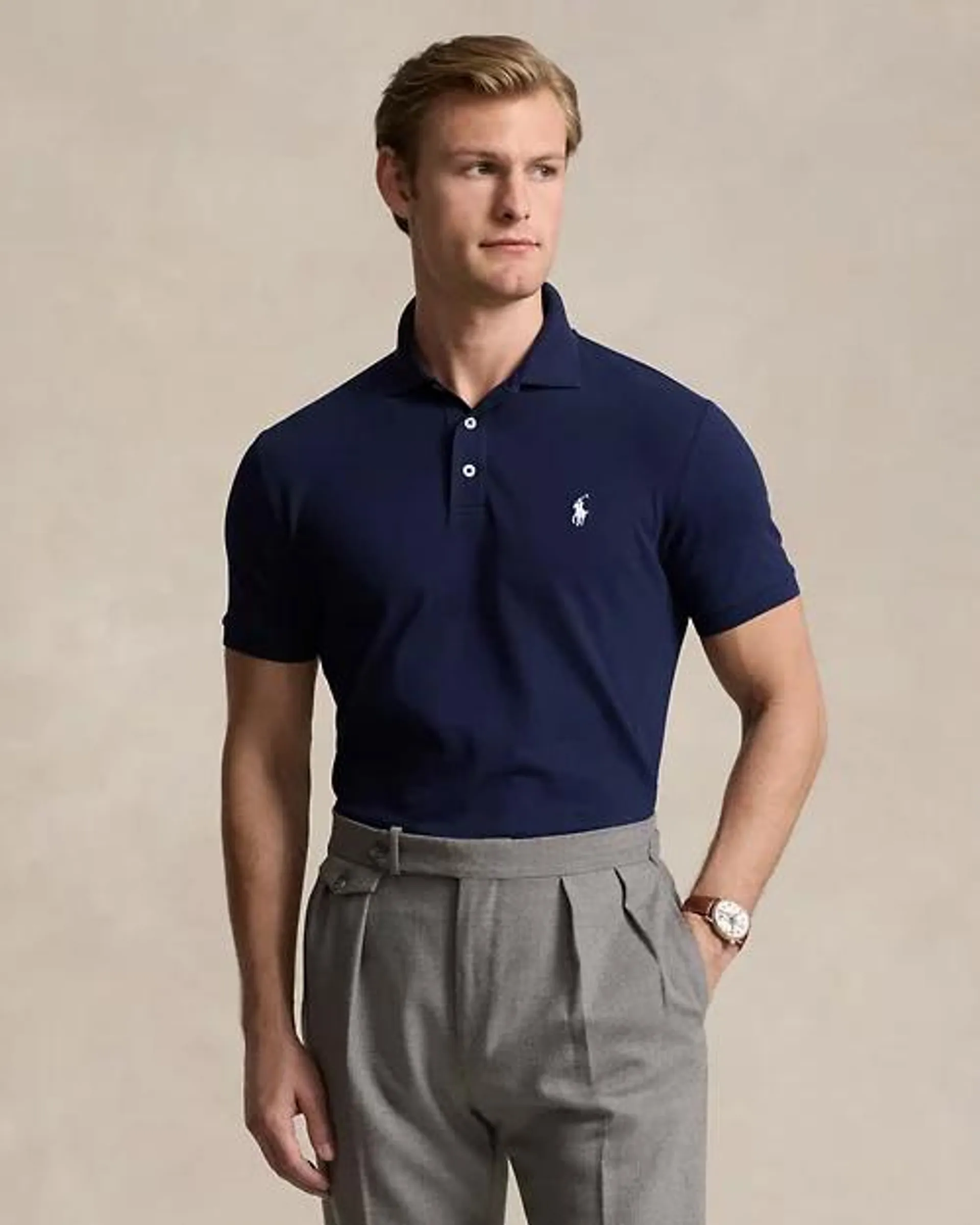 Custom Slim Fit Stretch Mesh Polo Shirt