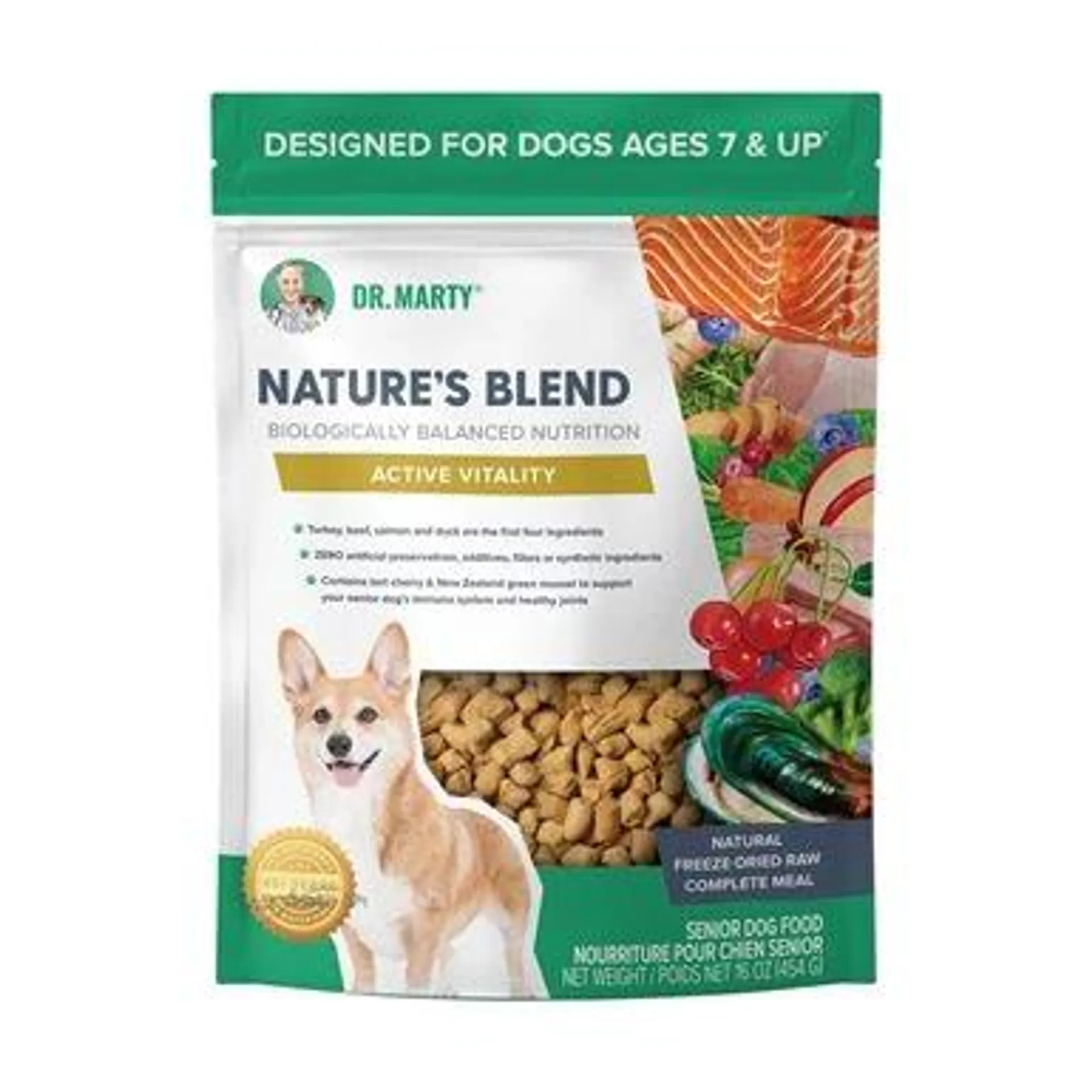 Dr. Marty Nature's Blend Premium Freeze-Dried Active Vitality Senior Dog Food, 16 Ounces