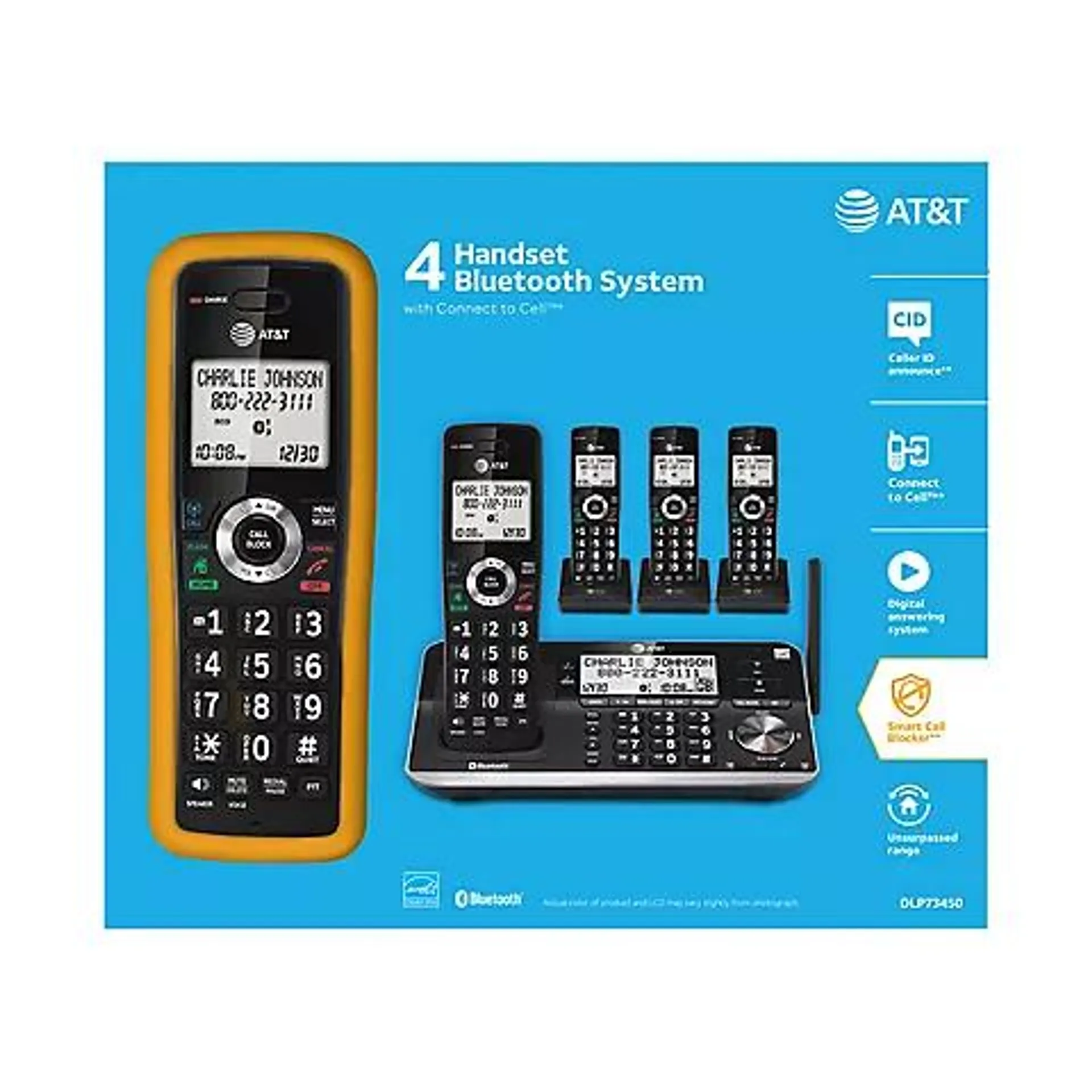 AT&T 4-Handset Cordless Phone with Unsurpassed Range with Bluetooth Connect to Cell and Smart Call Blocker and Answering System