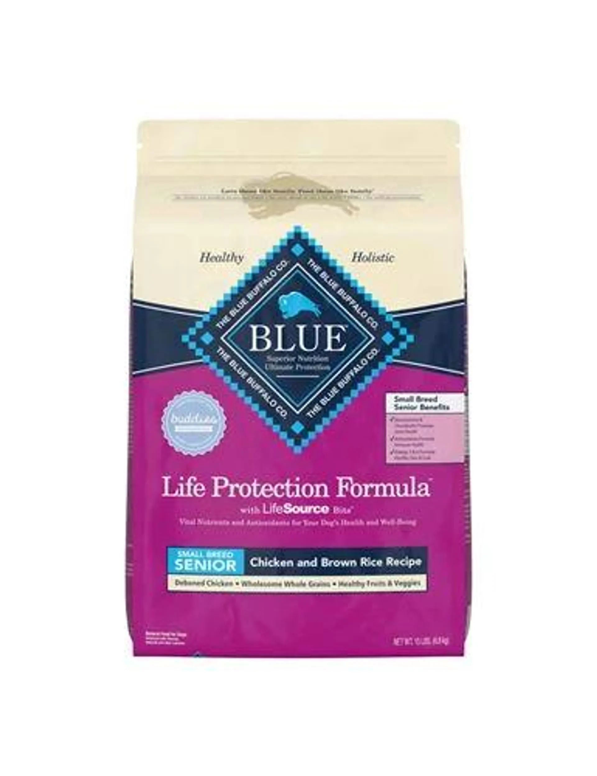 Blue Buffalo Life Protection Formula Natural Senior Small Breed Dry Dog Food, Chicken and Brown Rice, 15 Pounds