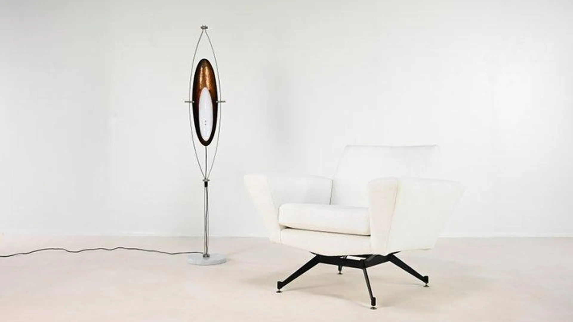 Floor Lamp in Steel, Marble, Acrylic Glass and Copper attributed to Goffredo Reggiani for Reggiani, Italy, 1960s