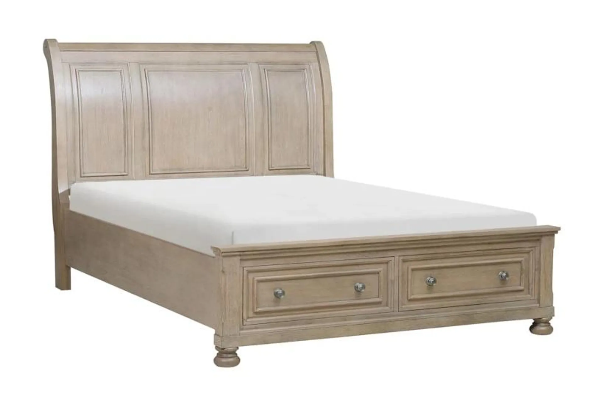 Bethlyn Grey Queen Wood Platform Storage Sleigh Bed