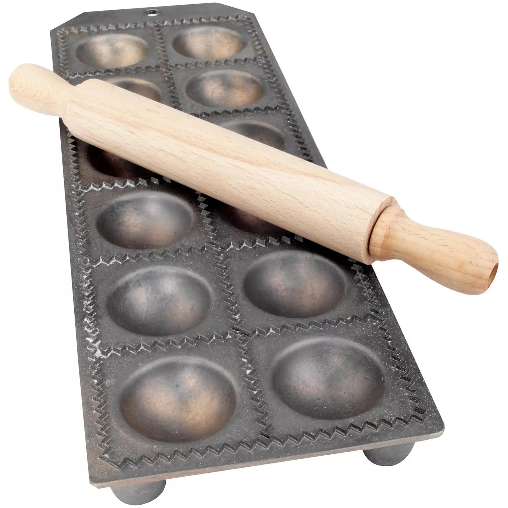 Eppicotispai Round Italian Ravioli Maker with Rolling Pin