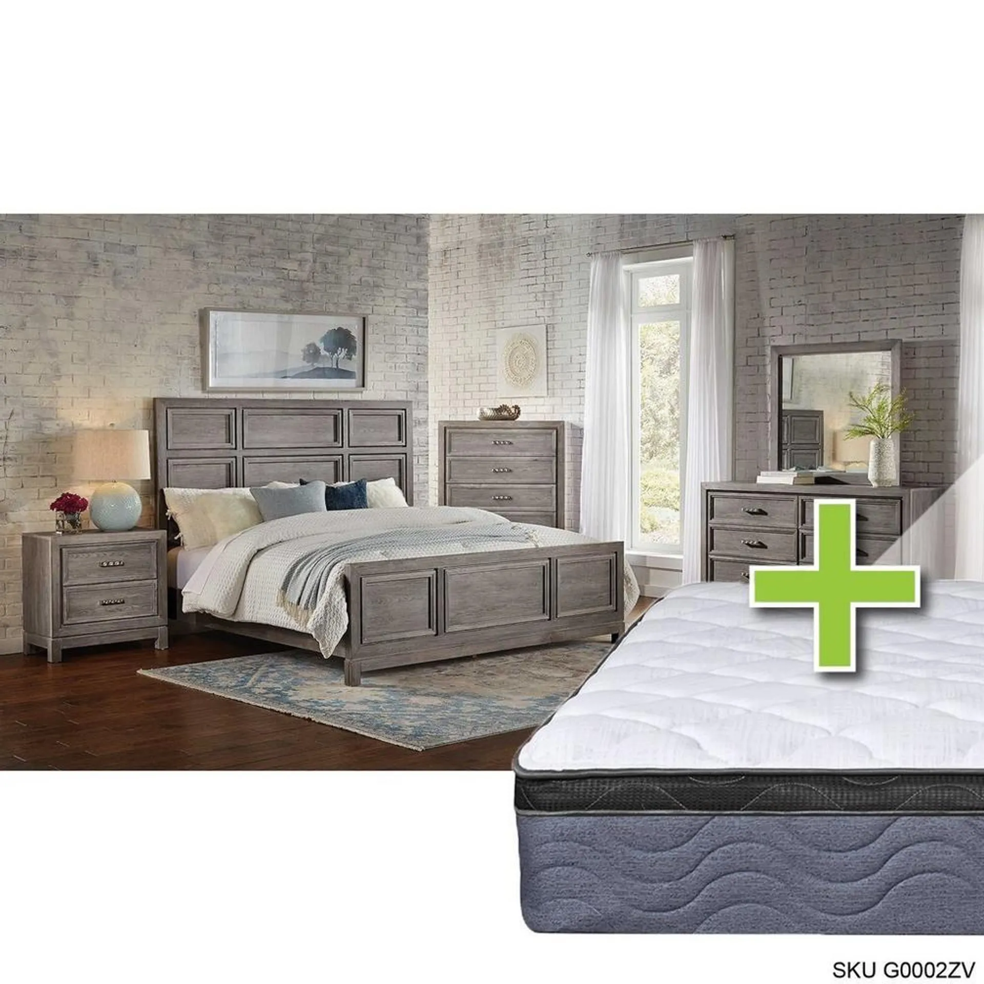 Linton 7 - Piece Queen Bedroom Set w/ 9.5" Tight Top Extra Firm Memory Foam Mattress, Foundation, & Cases