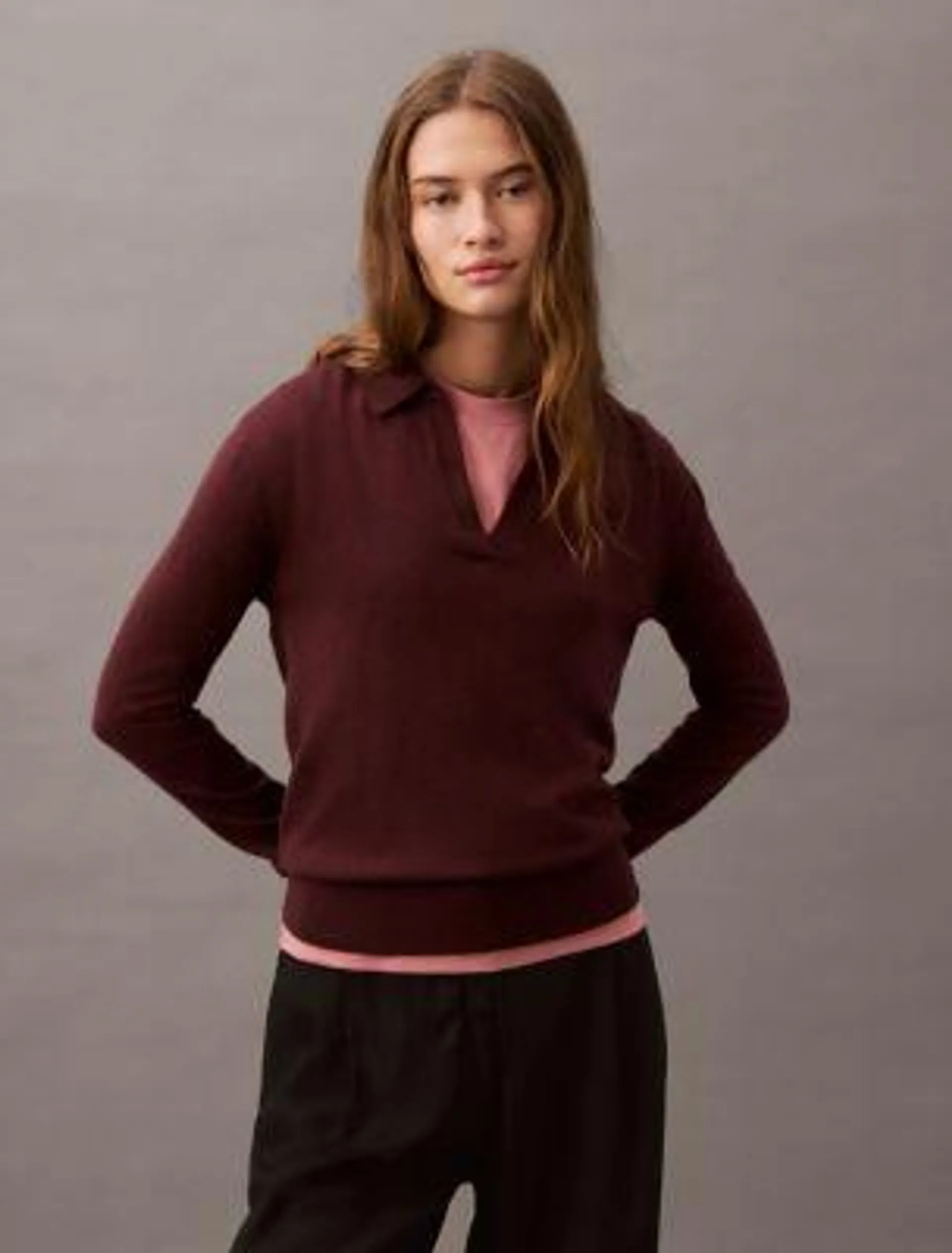 Extra Fine Merino Blend Polo Sweater