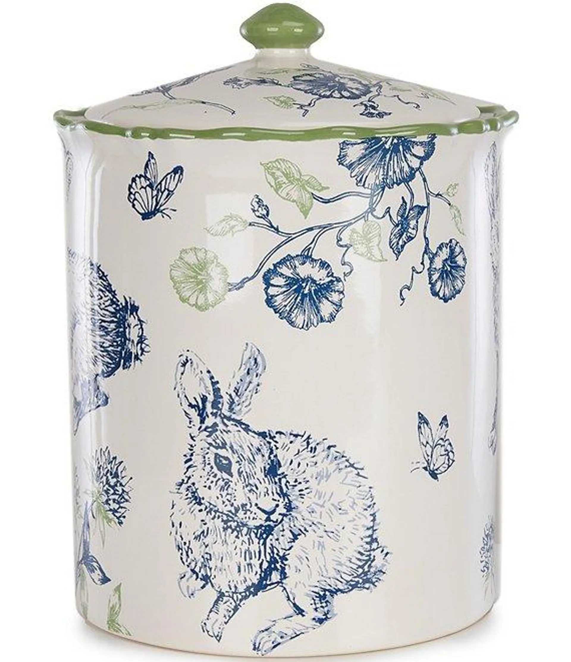 Blue Floral Bunny Canister