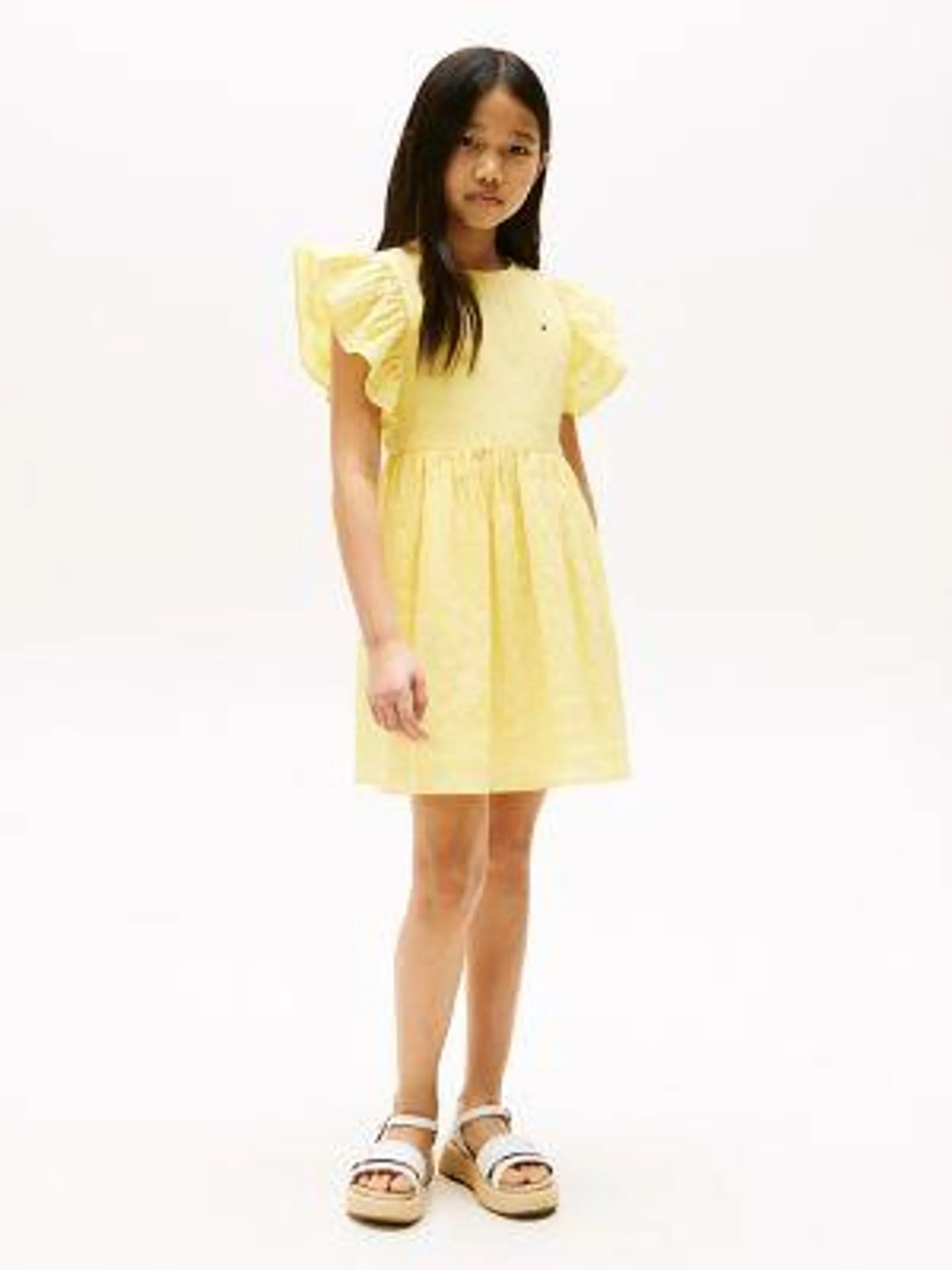 Kids' Textured Flutter-Sleeve Dress