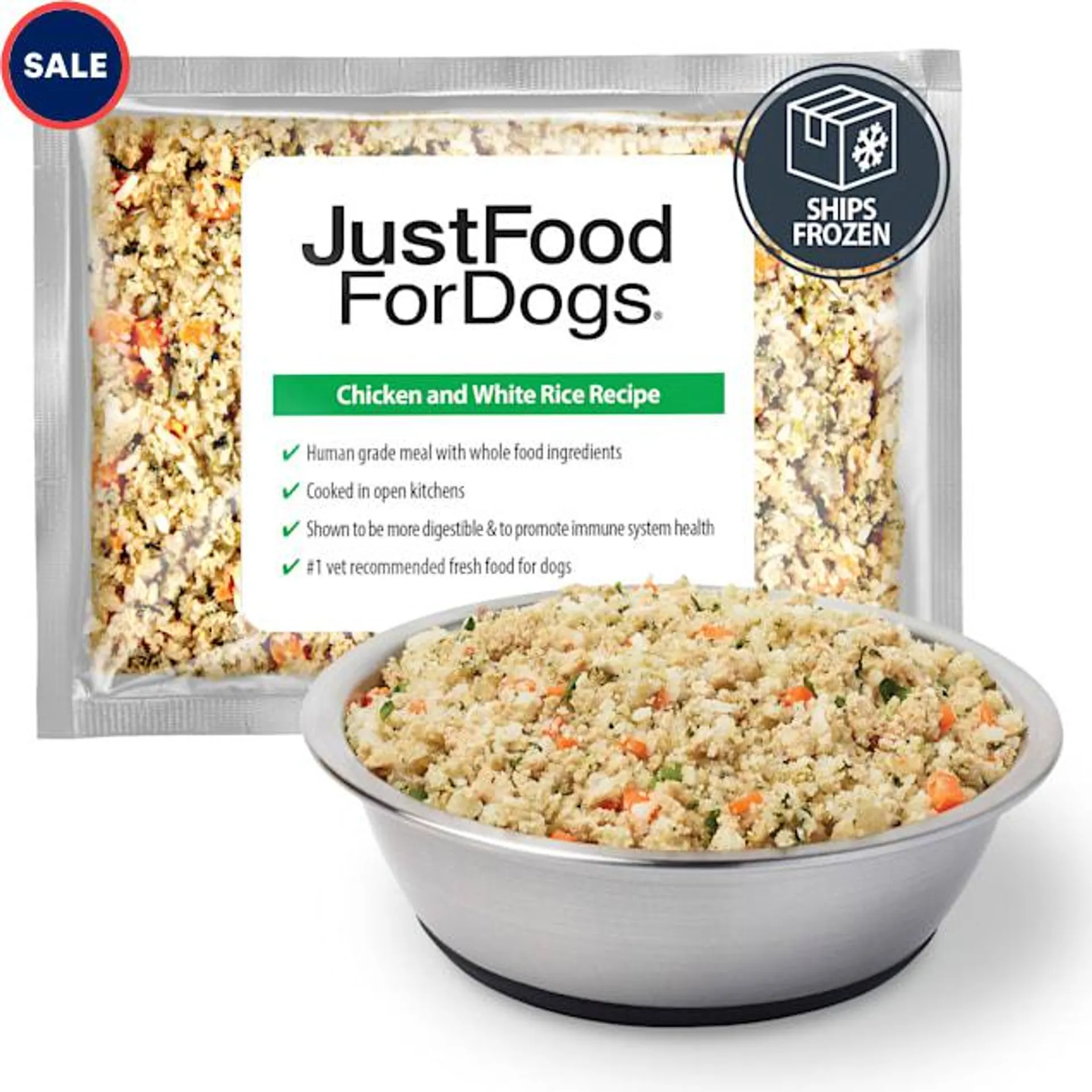 JustFoodForDogs Daily Diets Chicken & White Rice Frozen Dog Food, 72 oz., Case of 7