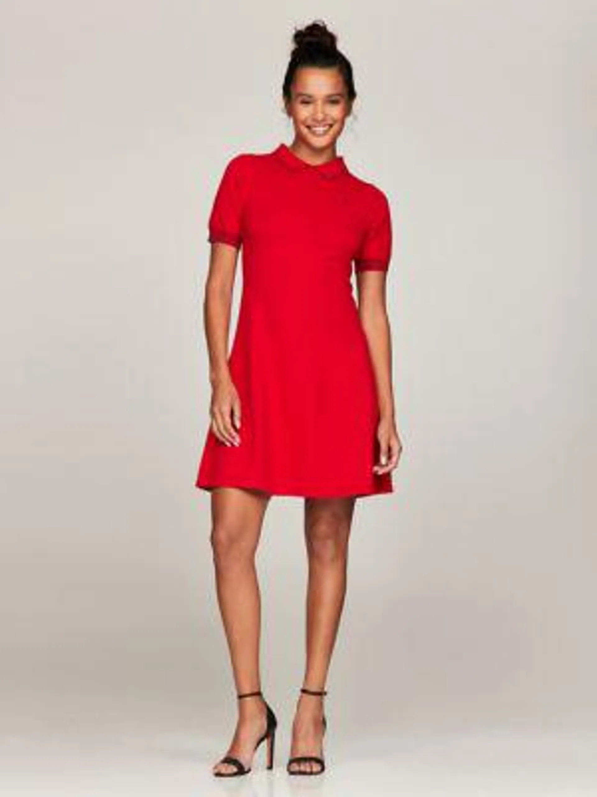 Cotton Cashmere Blend Polo Sweater Dress