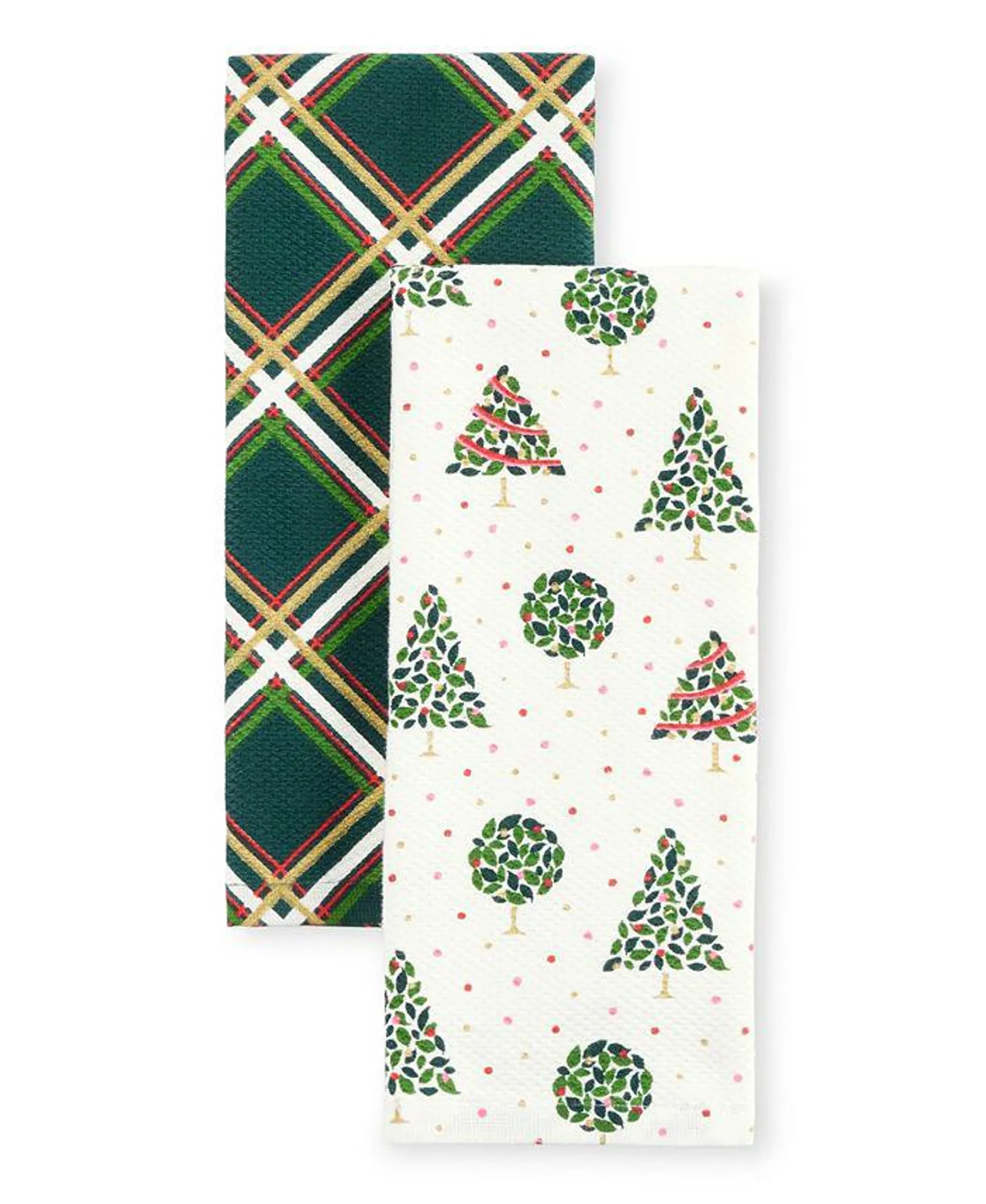 Holiday Confetti Acrobat Plaid Holiday Kitchen Towels 2-Pack Set, 17" x 28"