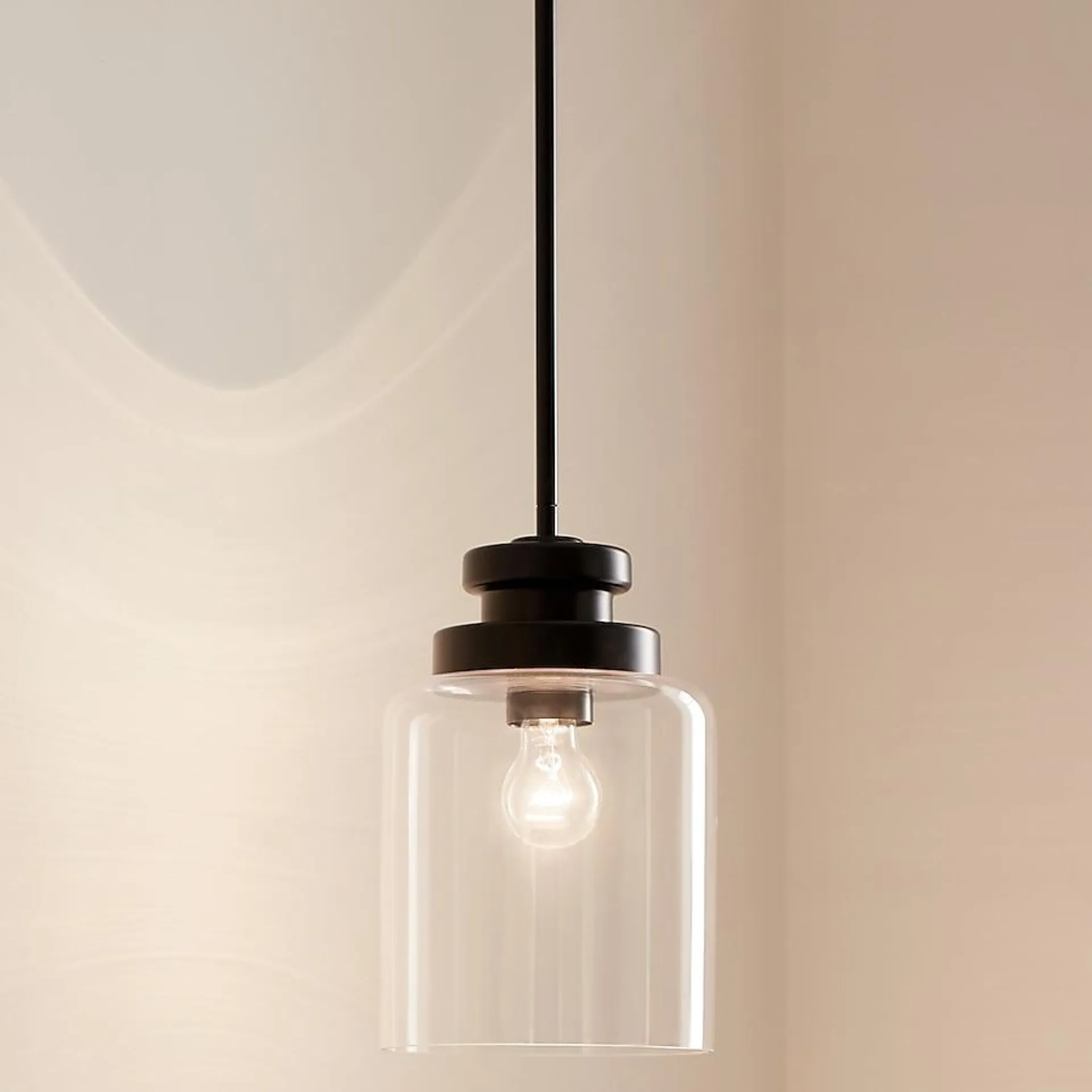 Kichler Annabeth Black Traditional Clear Glass Cone Mini Hanging Pendant Light